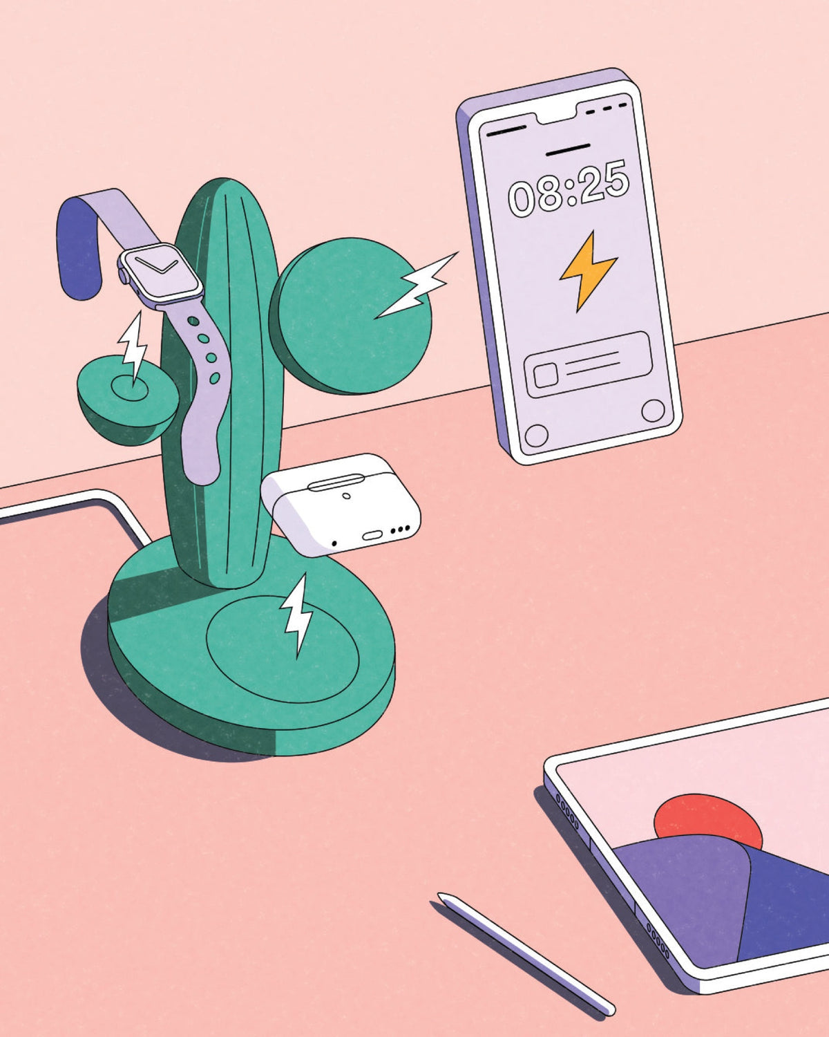 Casyx Le Cactus Chargeur sans fil 3 en 1 — Casyx — Vert — illustration 6 | Appart 17 Bruxelles