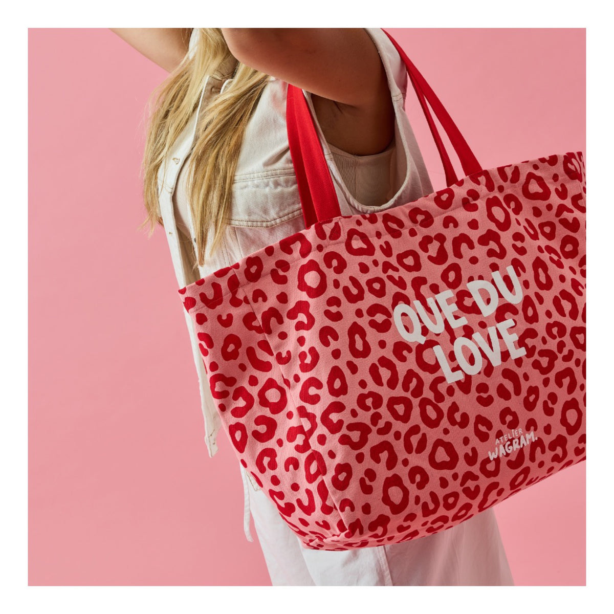 Cabas XL en toile de coton à message — Atelier Wagram — « Que du love » — autre vue 3 | Appart 17 Bruxelles