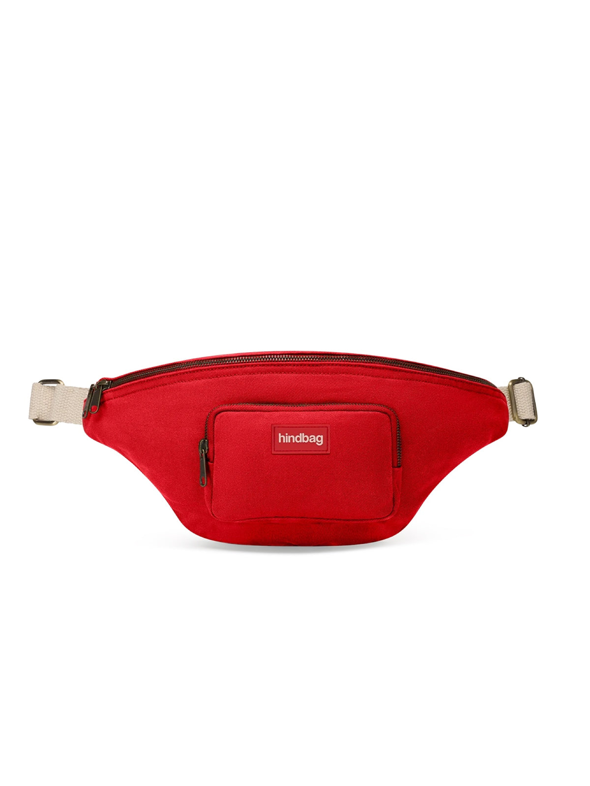 Hindbag Sofia Sac banane XL en coton bio, 2 poches zippées — Hindbag — Rouge carmin — packshot 2 | Appart 17 Bruxelles