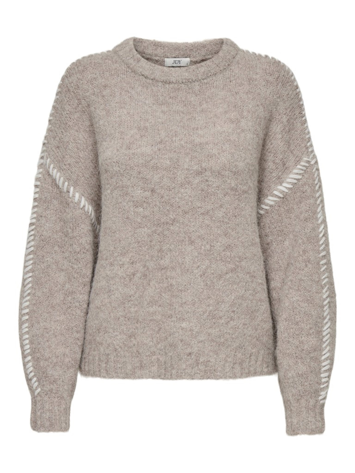 JDYZOEY Pull col rond en maille douce à surpiqûres contrastées — JDY — Chateau Gray — packshot 6 | Appart 17 Bruxelles