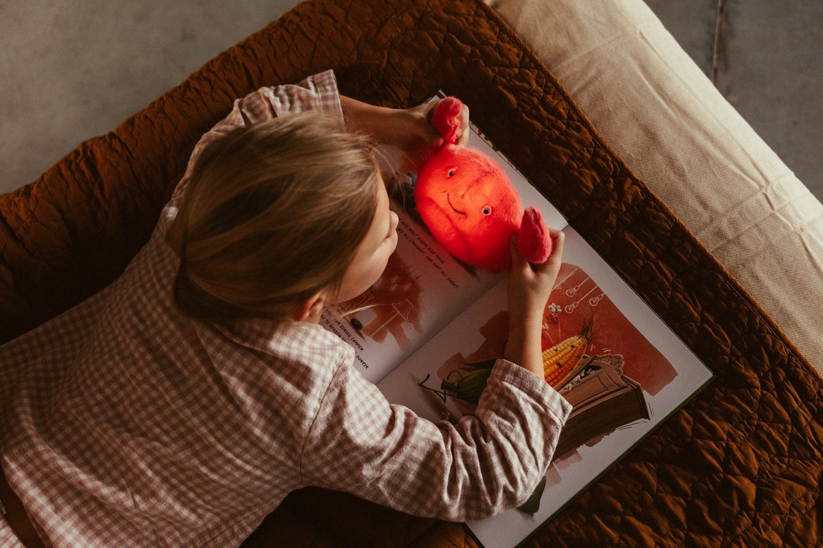 Veilleuse peluche douce rechargeable — AP Junior — Théo crabe corail — autre vue 2 | Appart 17 Bruxelles