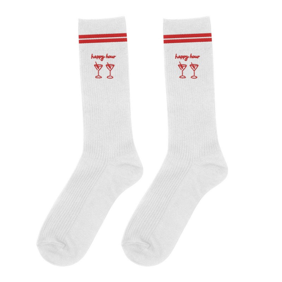 Chaussettes brodées à message — ATELIER PISTACHE — happy hour — packshot | Appart 17 Bruxelles