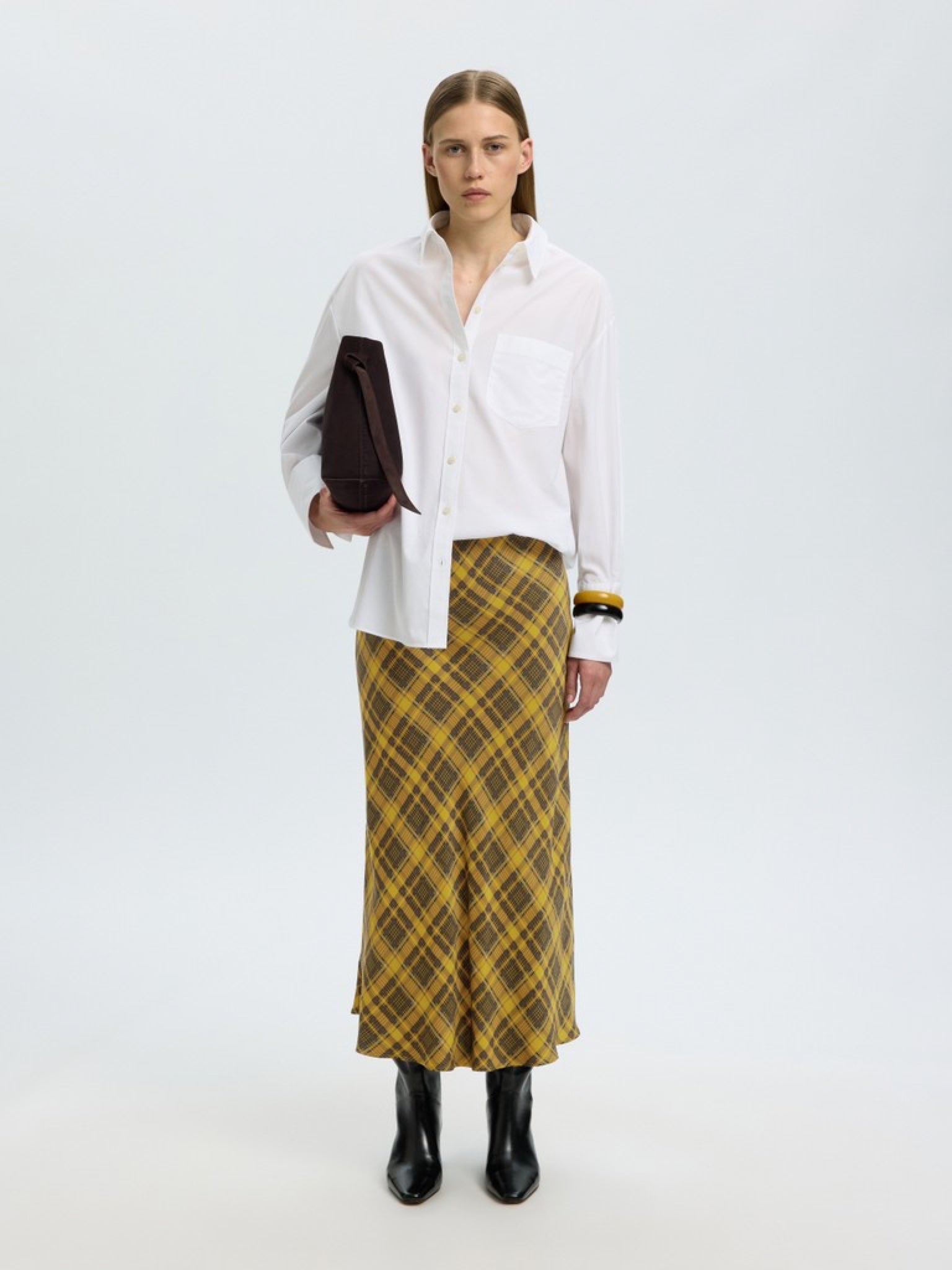 SLWIDA Jupe midi en satin imprimé — Fir Green — vue 6