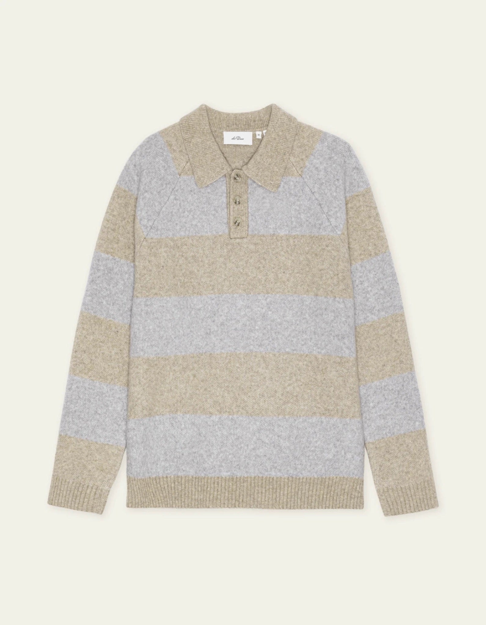 Striped Melange Polo en maille — Light Sand Melange — Les Deux