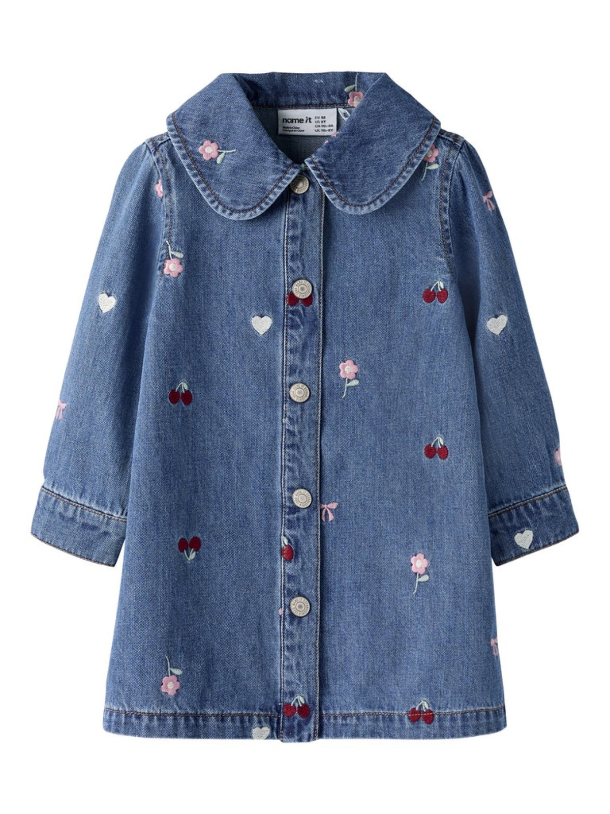 NMFEMILY Robe en jean brodée fille — name it — Medium Blue Denim — vue de face | Appart 17 Bruxelles