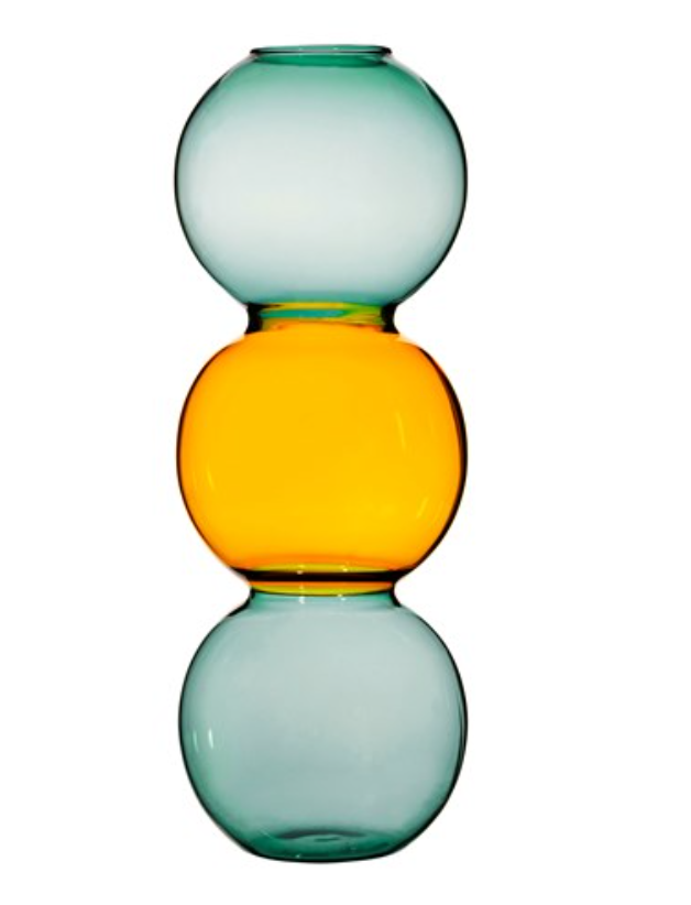 Triple Bubble Vase Turquoise & Yellow — Sass & Bell — vue de dos | Appart 17
