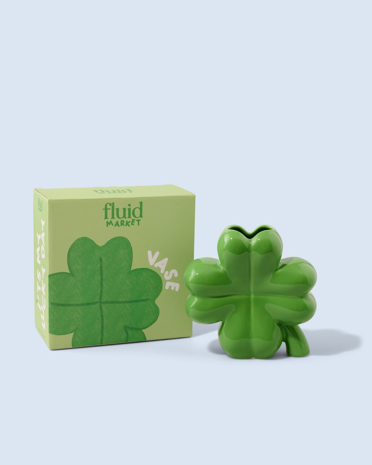 Fluid Market Vase Trèfle en céramique — Fluid Market — Vert — packshot, coffret 3 | Appart 17 Bruxelles