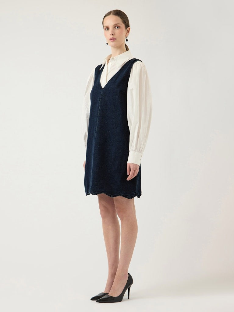 YASSCALLOP Robe Jeans Femmes Courte V-Neck — YAS — vue de face | Appart 17