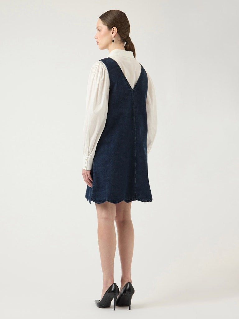 YASSCALLOP Robe Jeans Femmes Courte V-Neck — YAS — vue de dos | Appart 17