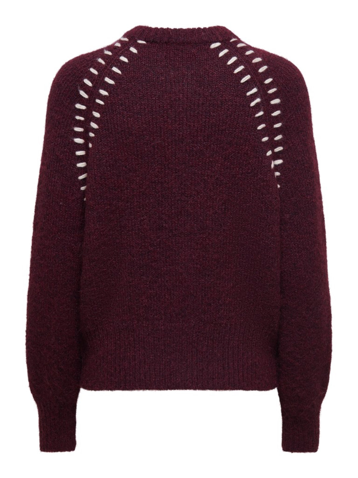 JDYZOEY ELLA Cardigan en maille à surpiqûres contrastées — JDY — Winetasting — packshot, vue de dos 2 | Appart 17 Bruxelles