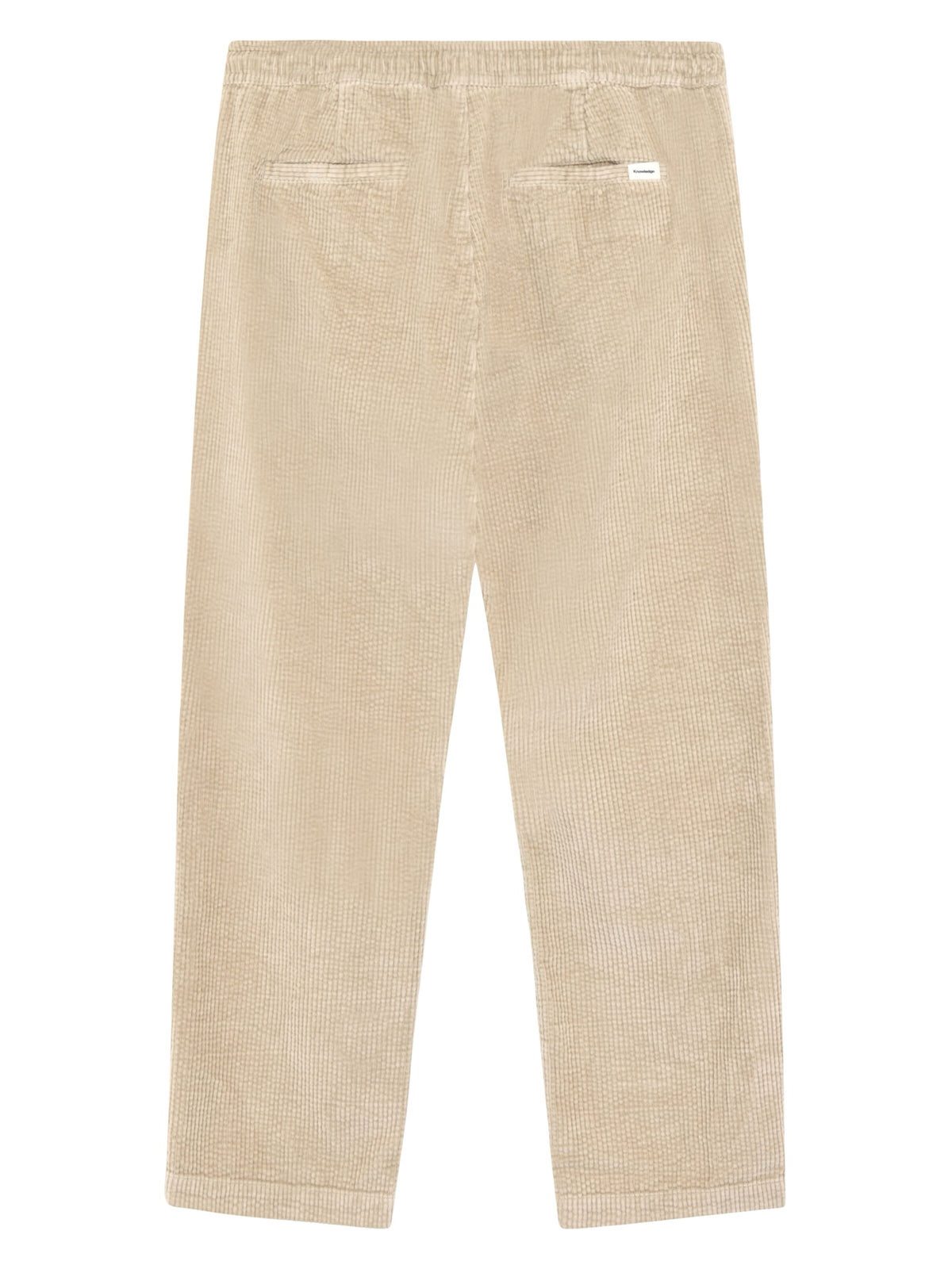 Pantalon Fig comfort en velours côtelé de coton bio, taille élastique — KnowledgeCotton Apparel — Gris clair chiné — packshot 4 | Appart 17 Bruxelles