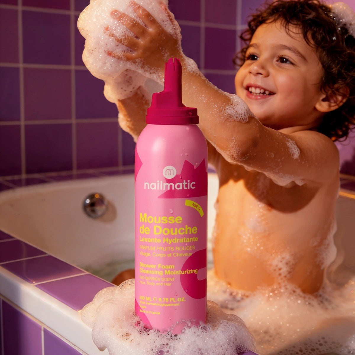 Mousse de douche parfumée 200 ml, visage, corps et cheveux — Nailmatic — Fruits rouges — autre vue 2 | Appart 17 Bruxelles