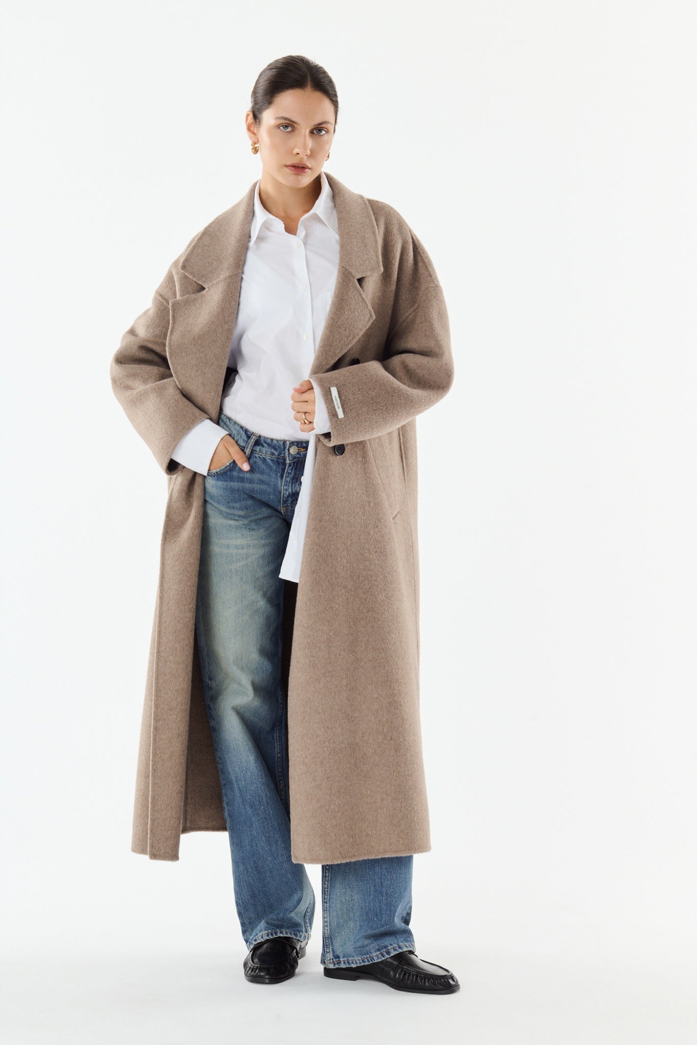 MURIEL Manteau long croisé — Taupe — vue 2