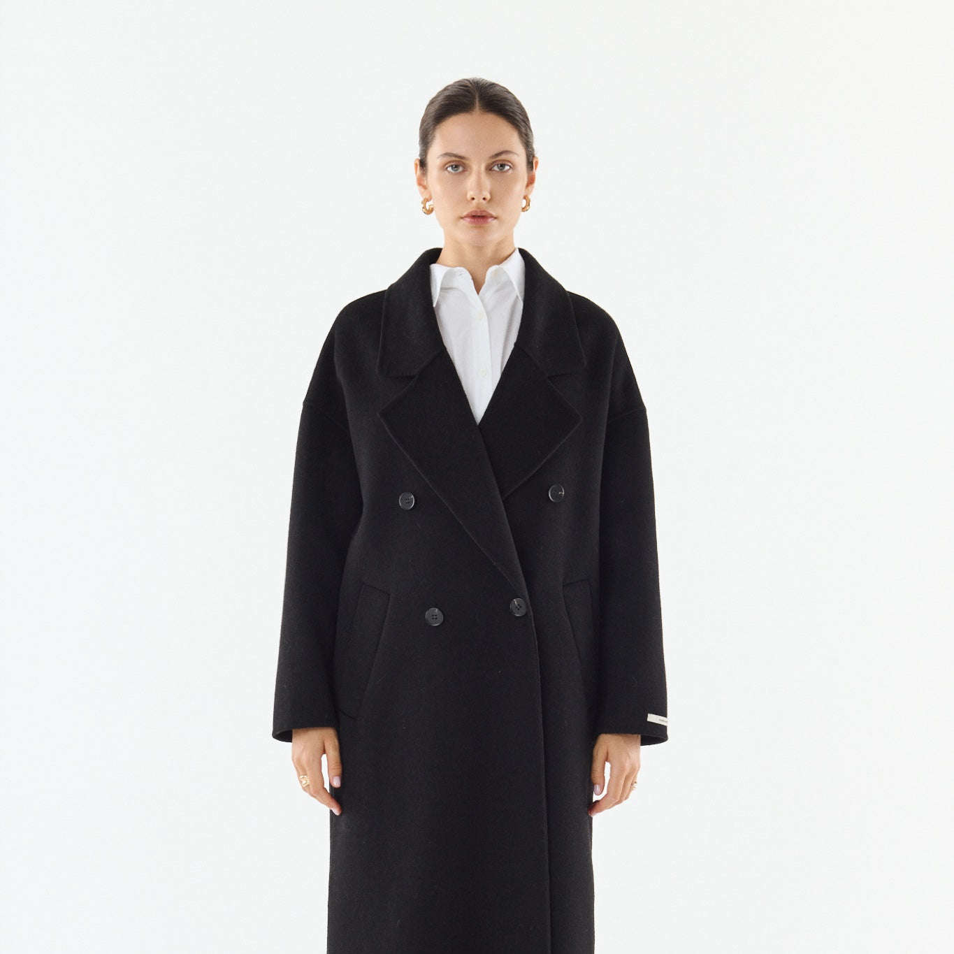 MURIEL Manteau long croisé — Noir — Giovanni Paris