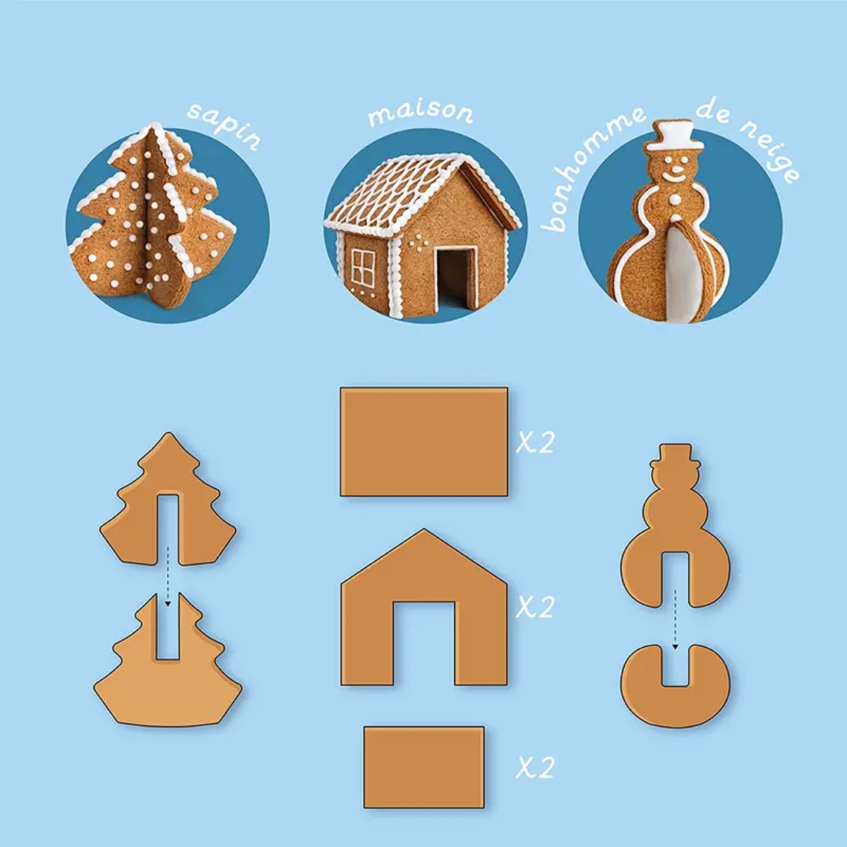 Emporte-pièces biscuits 3D à assembler — Chefclub Kids — Noël 3D — autre vue 3 | Appart 17 Bruxelles