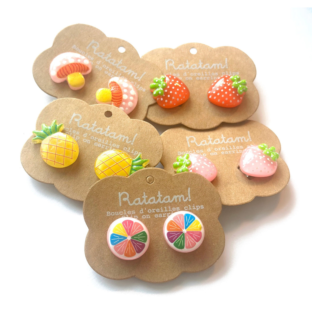 Boucles d'oreilles clip enfant, pack de 5 paires — Ratatam Kids — Fruits — autre vue 2 | Appart 17 Bruxelles