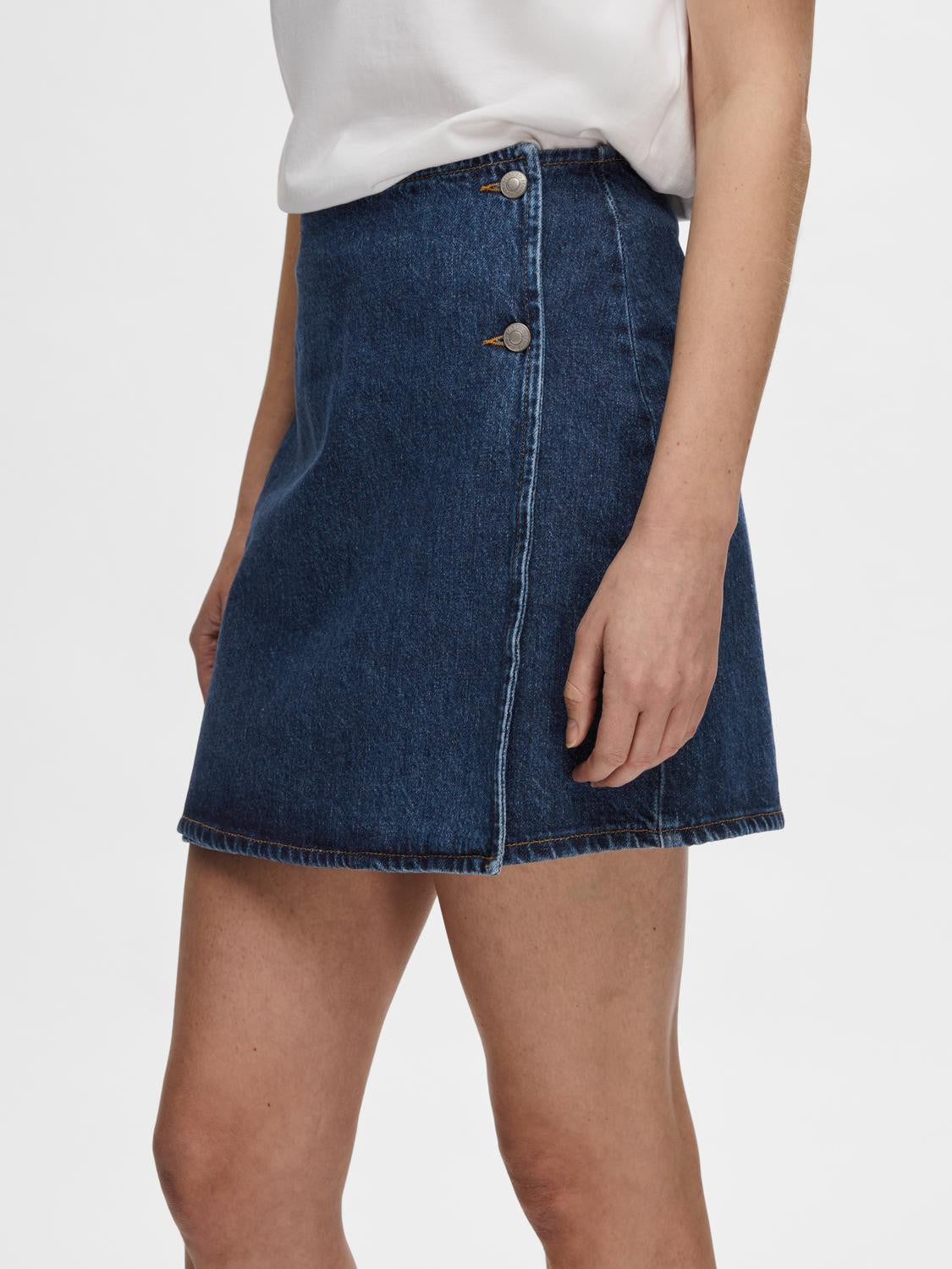 SLFCLAIR MW MID BL SHOR WRAP DENIM SKIRT