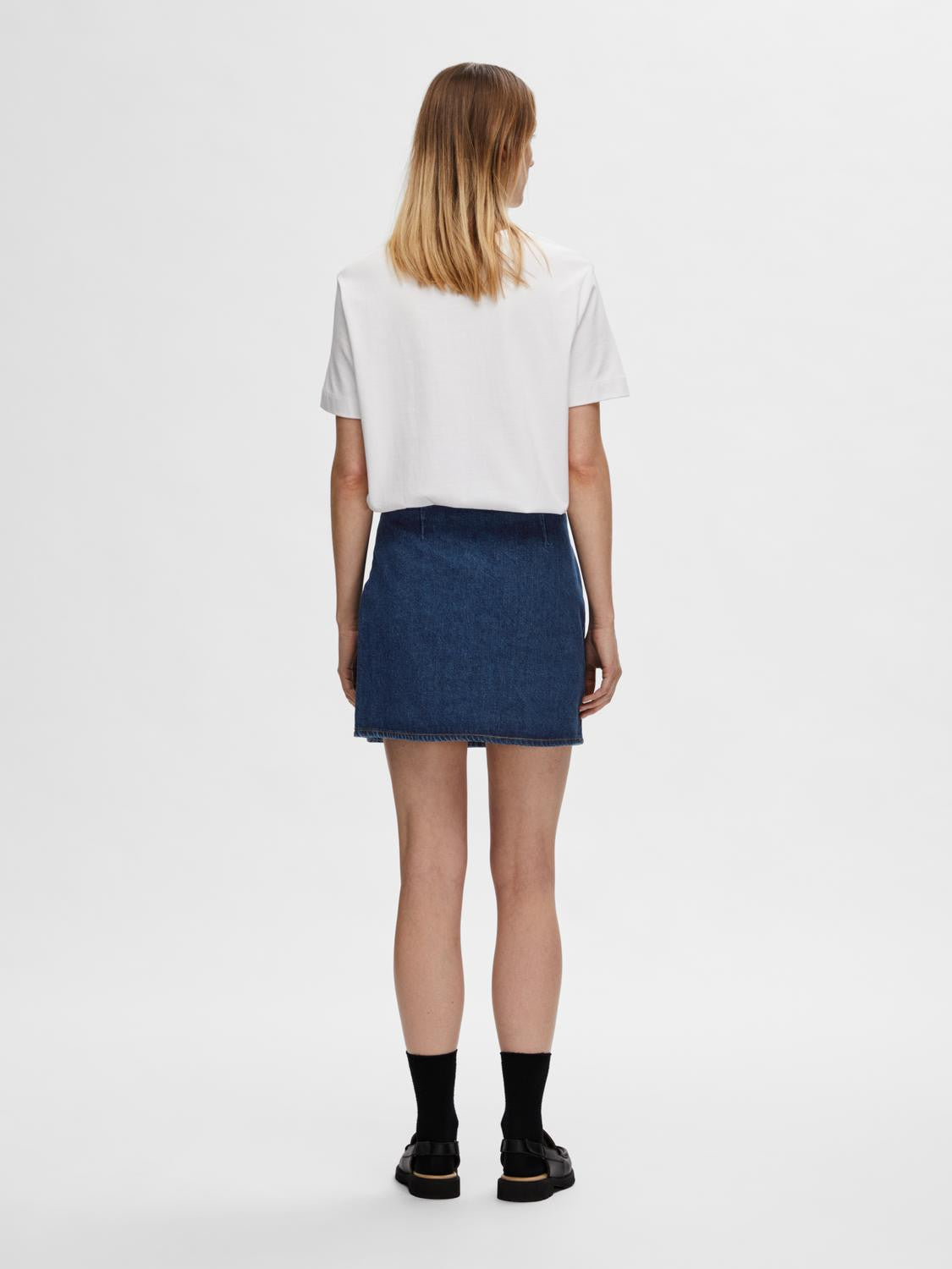 SLFCLAIR MW MID BL SHOR WRAP DENIM SKIRT