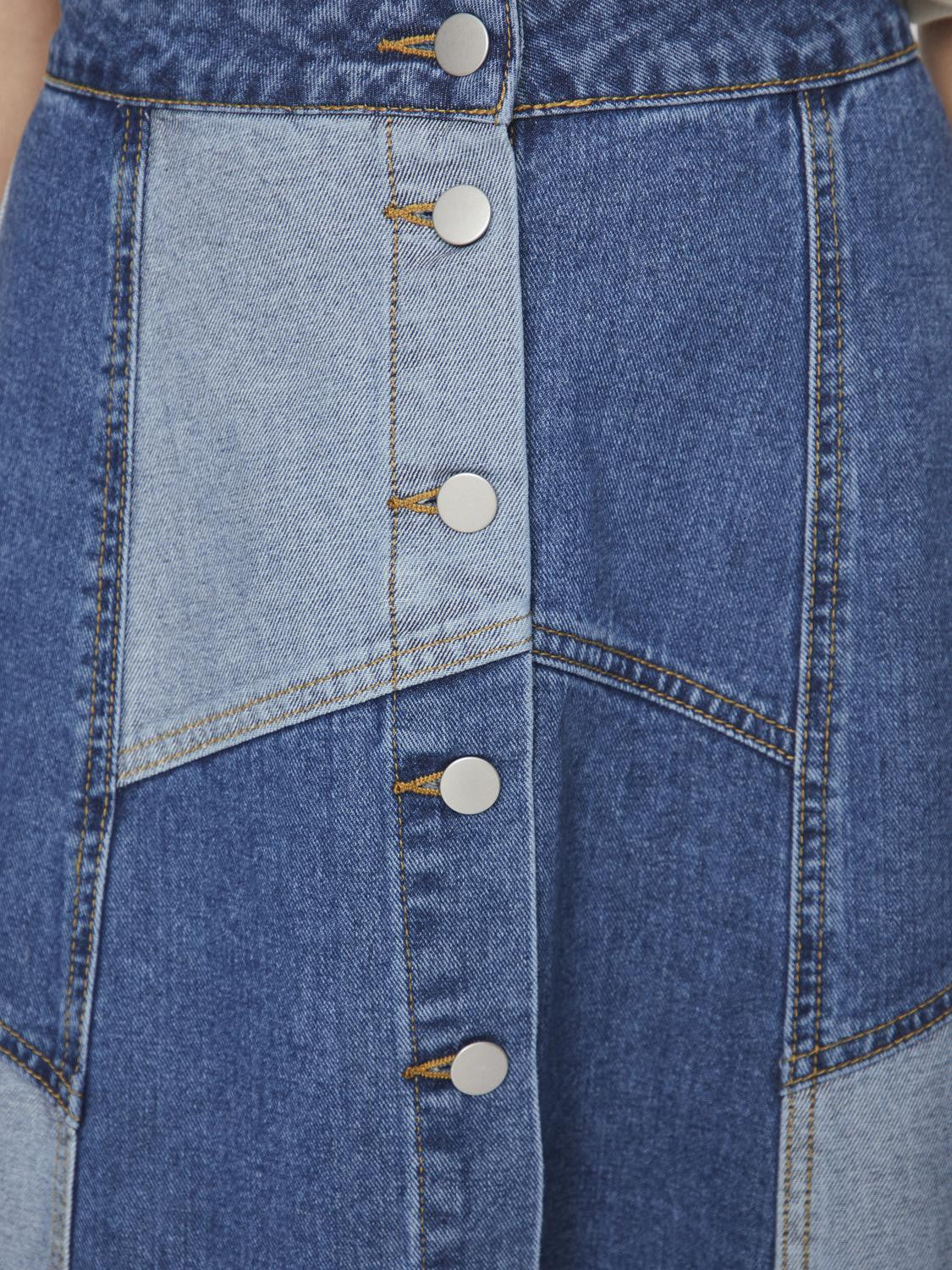 VIBALA MIDI DENIM BLOCK SKIRT