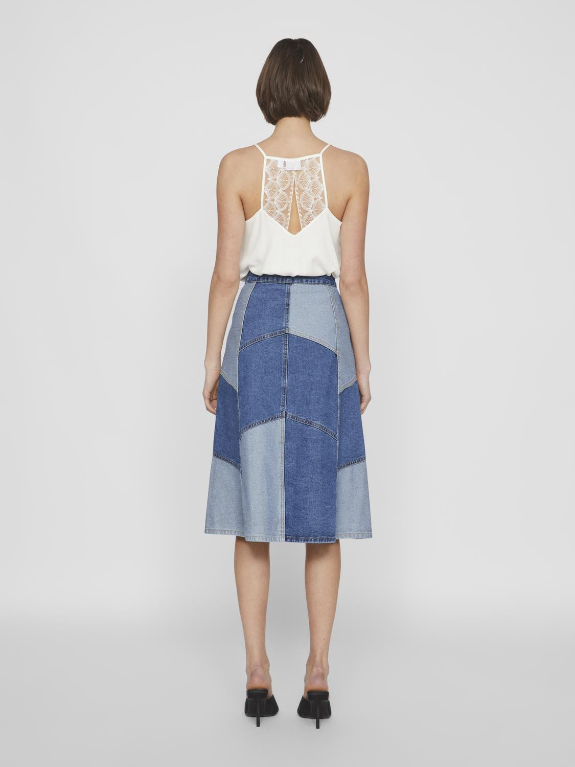 VIBALA MIDI DENIM BLOCK SKIRT
