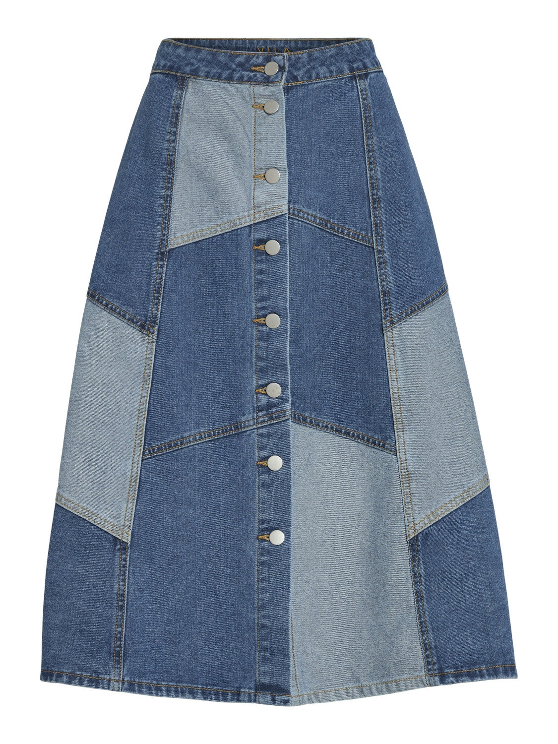 VIBALA MIDI DENIM BLOCK SKIRT