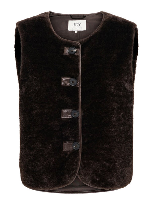 JDYASTA Gilet sans manches en fausse fourrure — Chocolate Torte