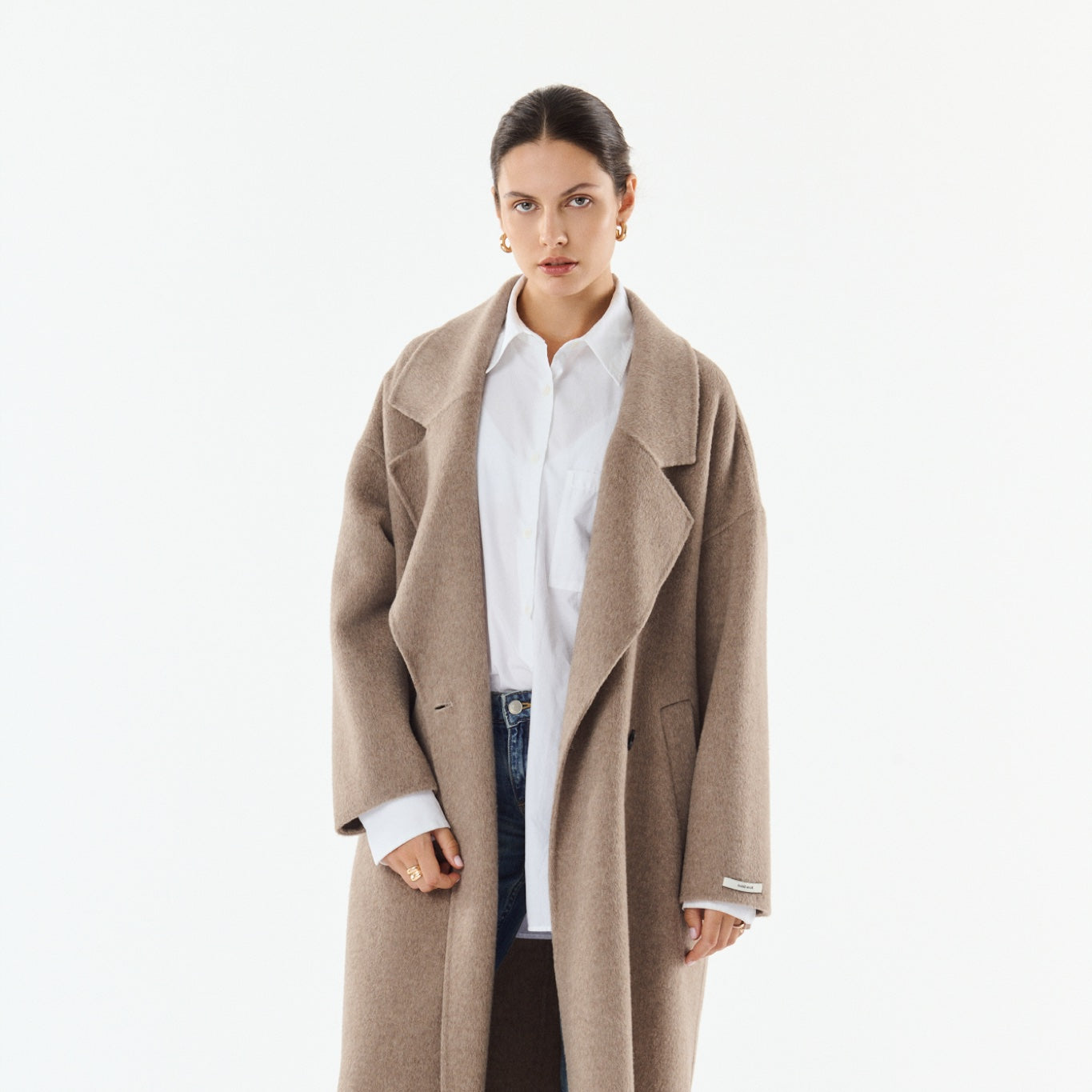 MURIEL Manteau long croisé — Taupe — Giovanni Paris