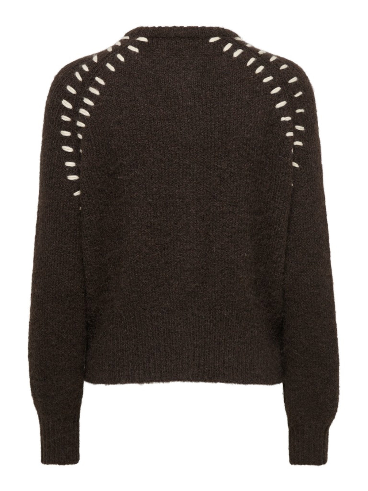 JDYZOEY ELLA Cardigan en maille à surpiqûres contrastées — JDY — Coffee Bean — packshot, vue de dos 7 | Appart 17 Bruxelles