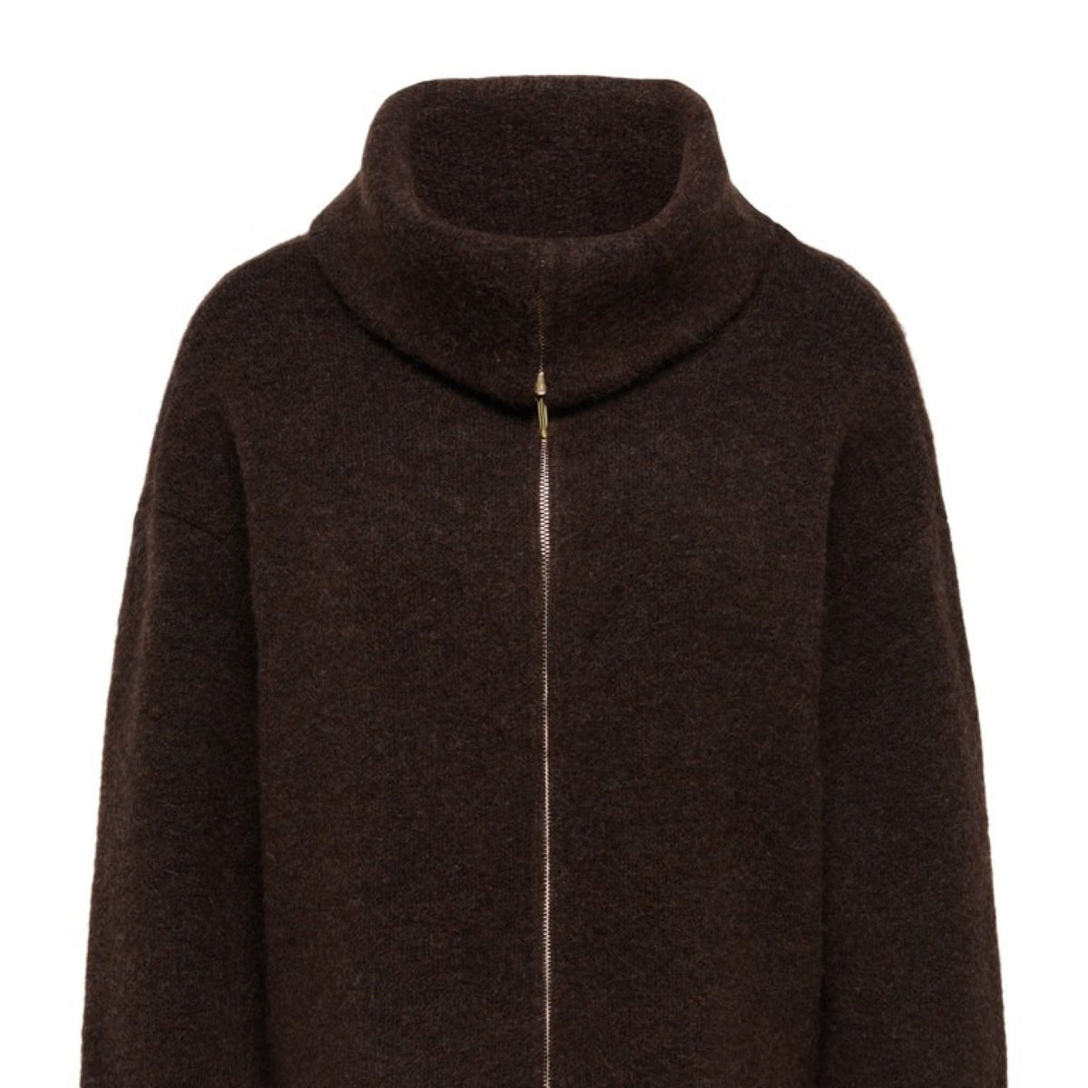 JDYZELINA Cardigan à double zip et col montant, manches longues — JDY — Chocolate Torte — packshot, de face | Appart 17 Bruxelles