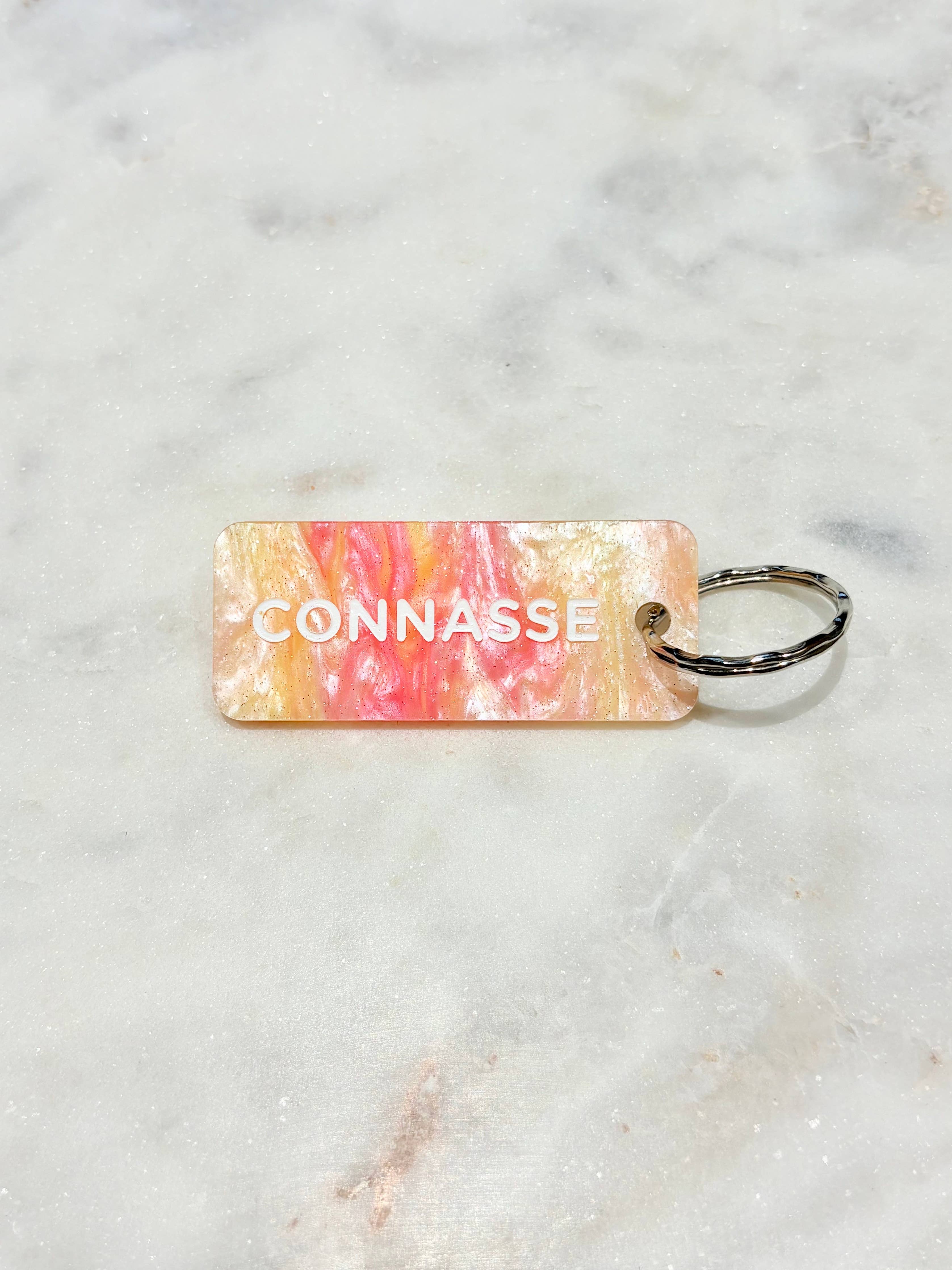 CONNASSE Porte-clés à paillettes Plus de Love: Orange Gold