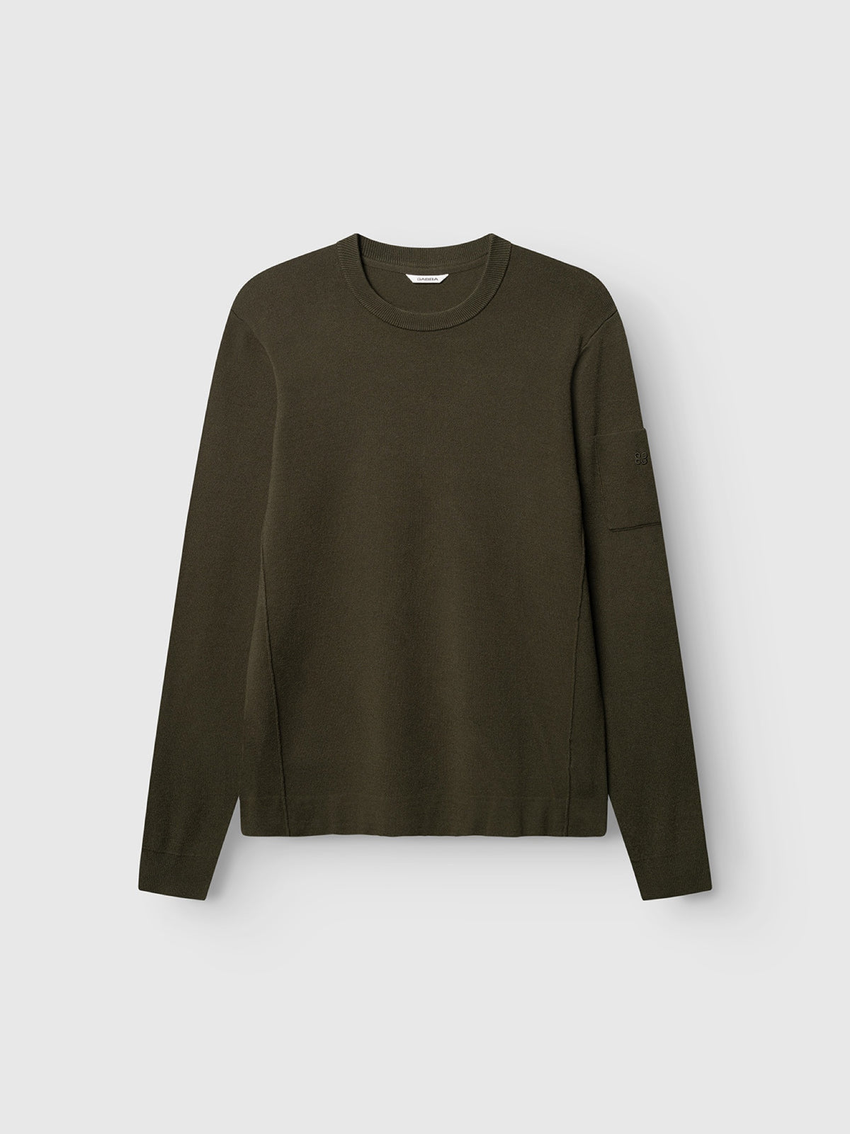 GABadriel Pull col rond en maille Lume, poche manche — Gabba — Forest Night — packshot | Appart 17 Bruxelles