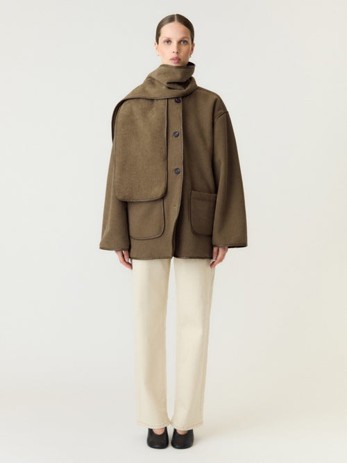 YASOSANA Veste réversible teddy à écharpe intégrée — Otter