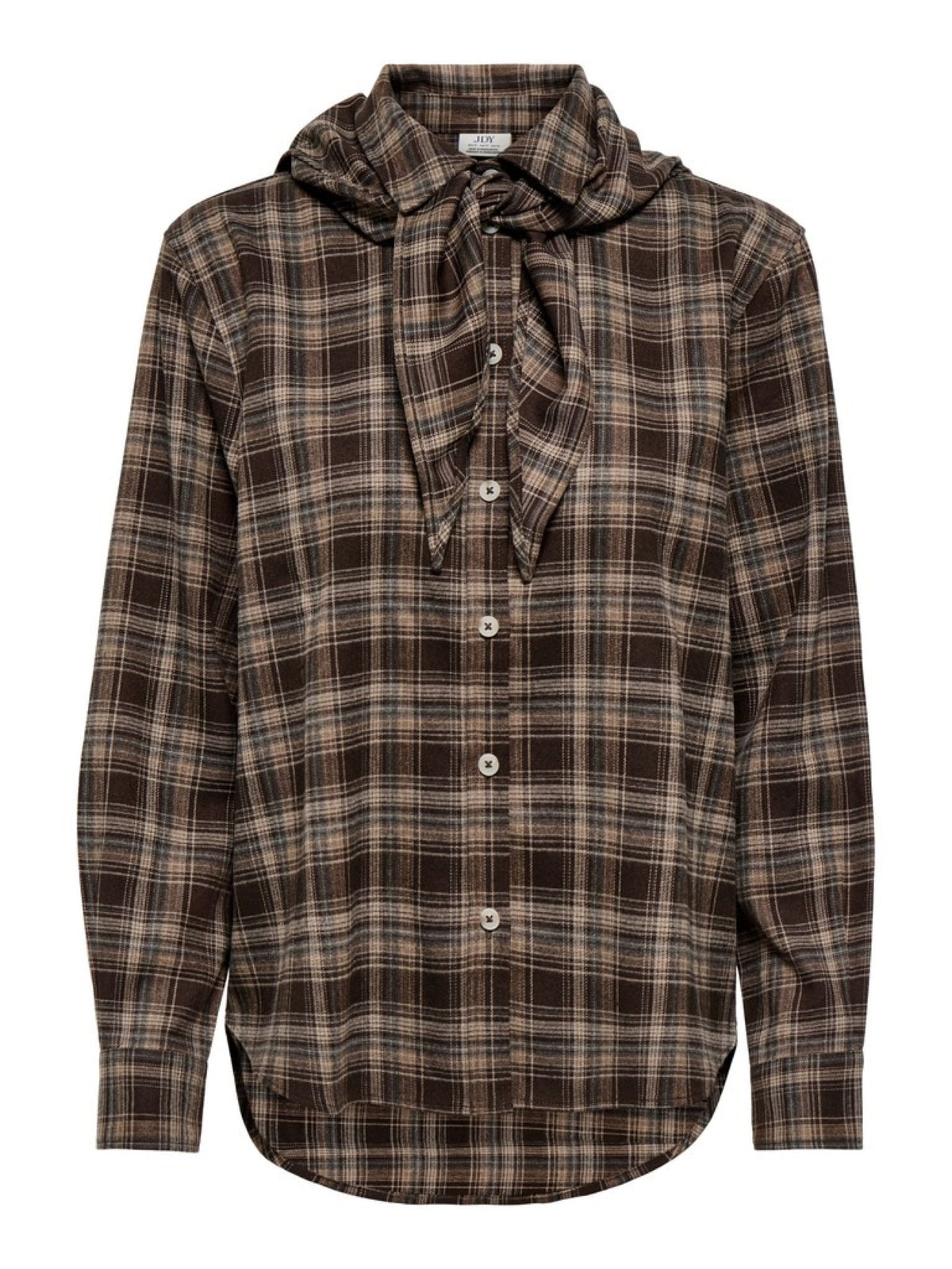 JDYELODY Chemise à carreaux avec foulard attaché — JDY — Coffee Bean Checks — packshot 6 | Appart 17 Bruxelles
