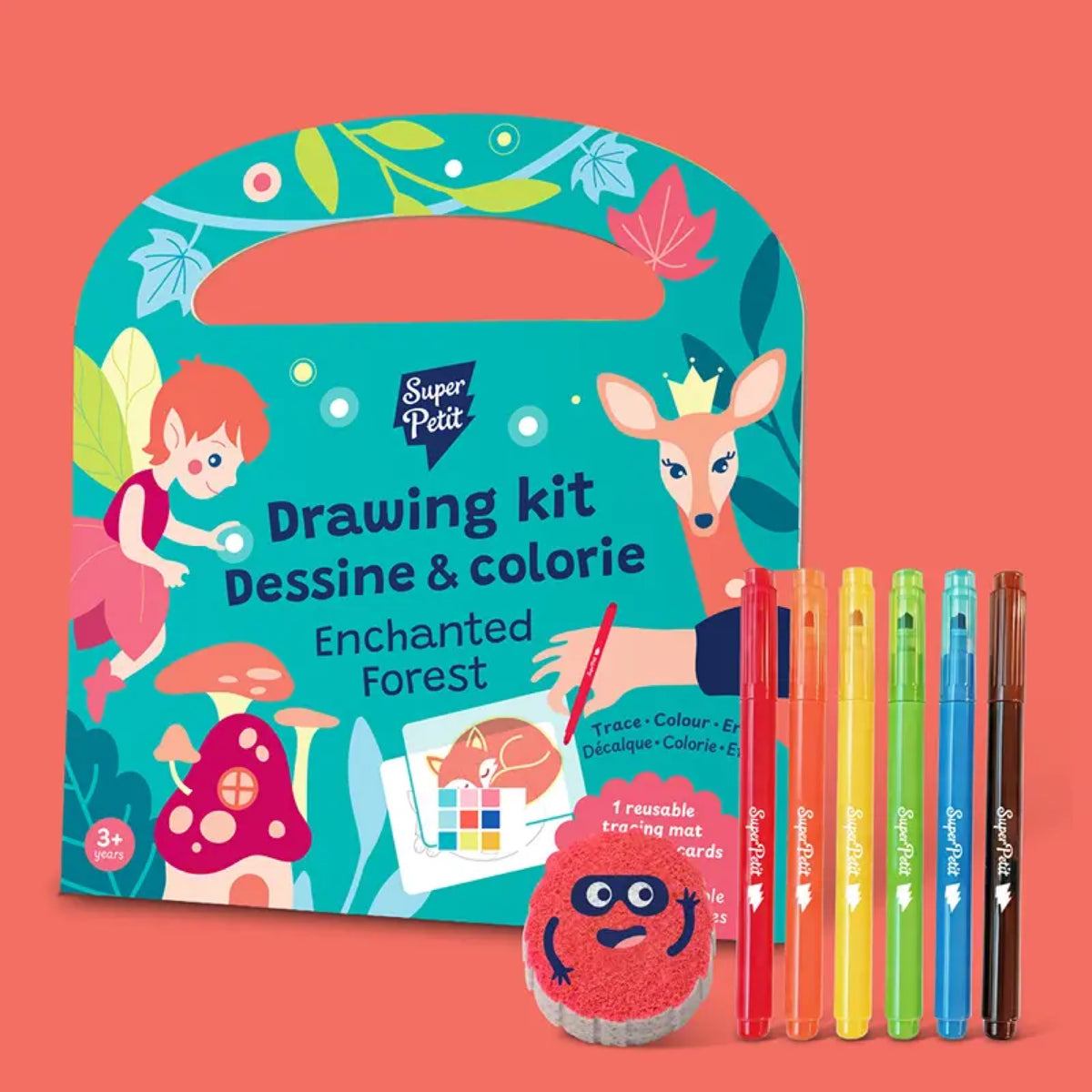 Drawing Kit, mallette de coloriage réutilisable — SuperPetit — Forêt enchantée — packshot | Appart 17 Bruxelles