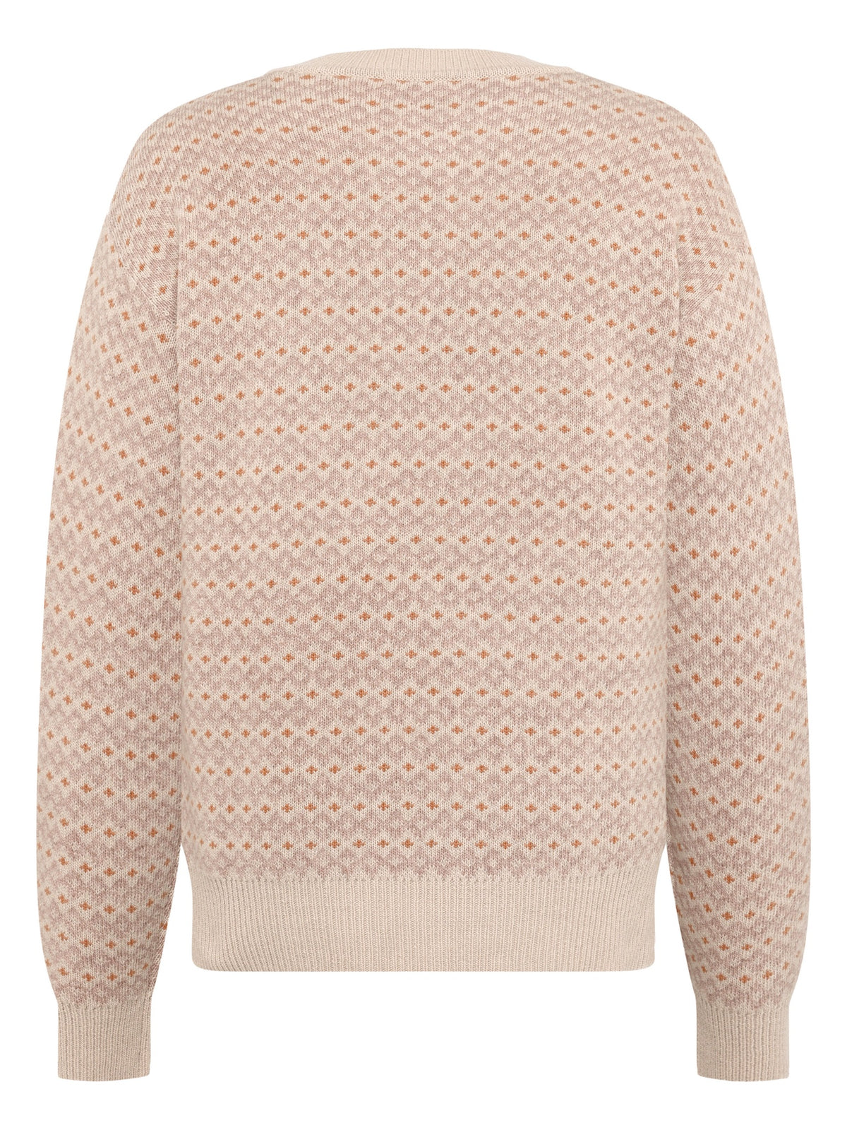 Pull jacquard col rond en pure laine d'agneau — KnowledgeCotton Apparel — Beige — packshot 4 | Appart 17 Bruxelles
