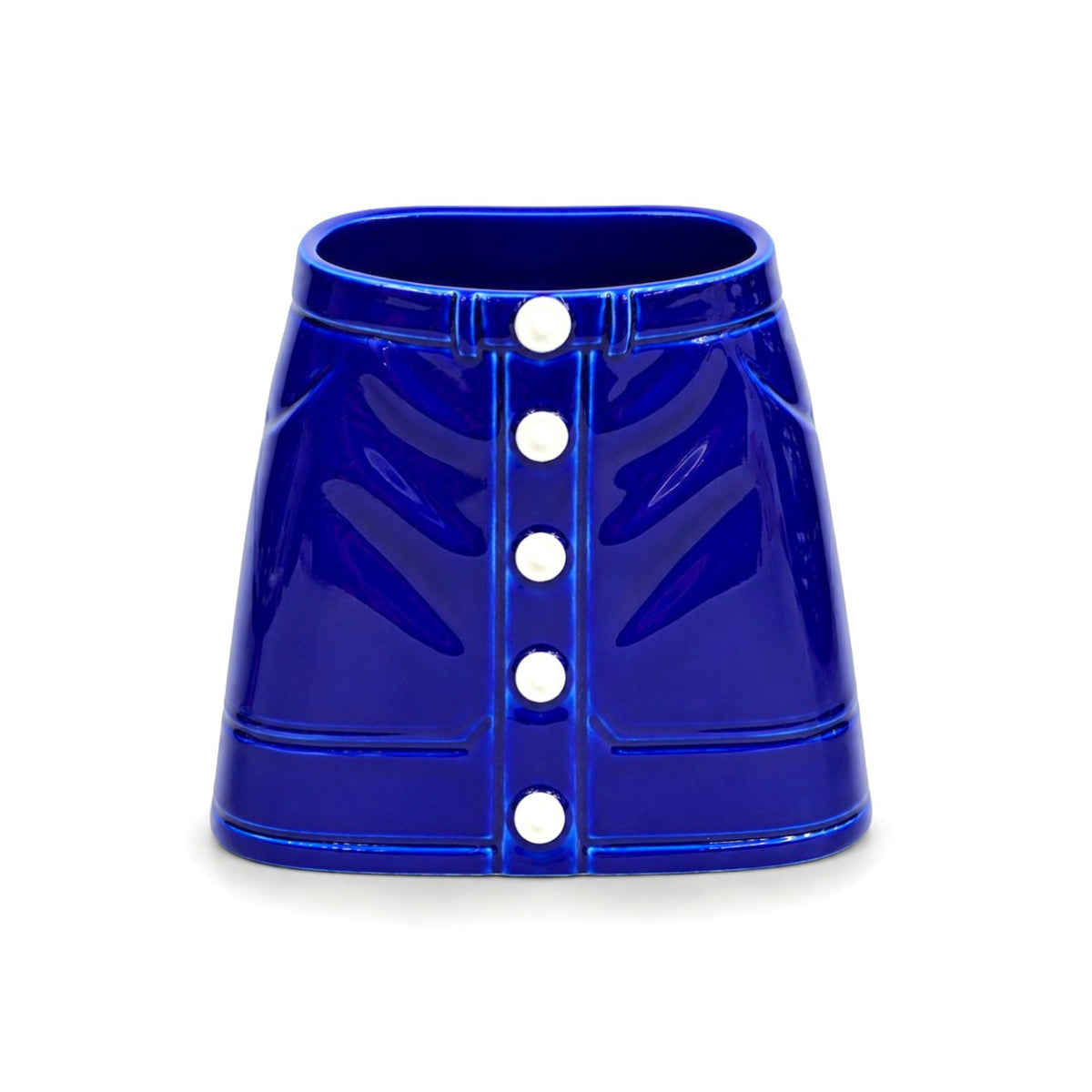 Vase Mini-jupe en céramique bleue — Upside Stories — Bleu — packshot | Appart 17 Bruxelles