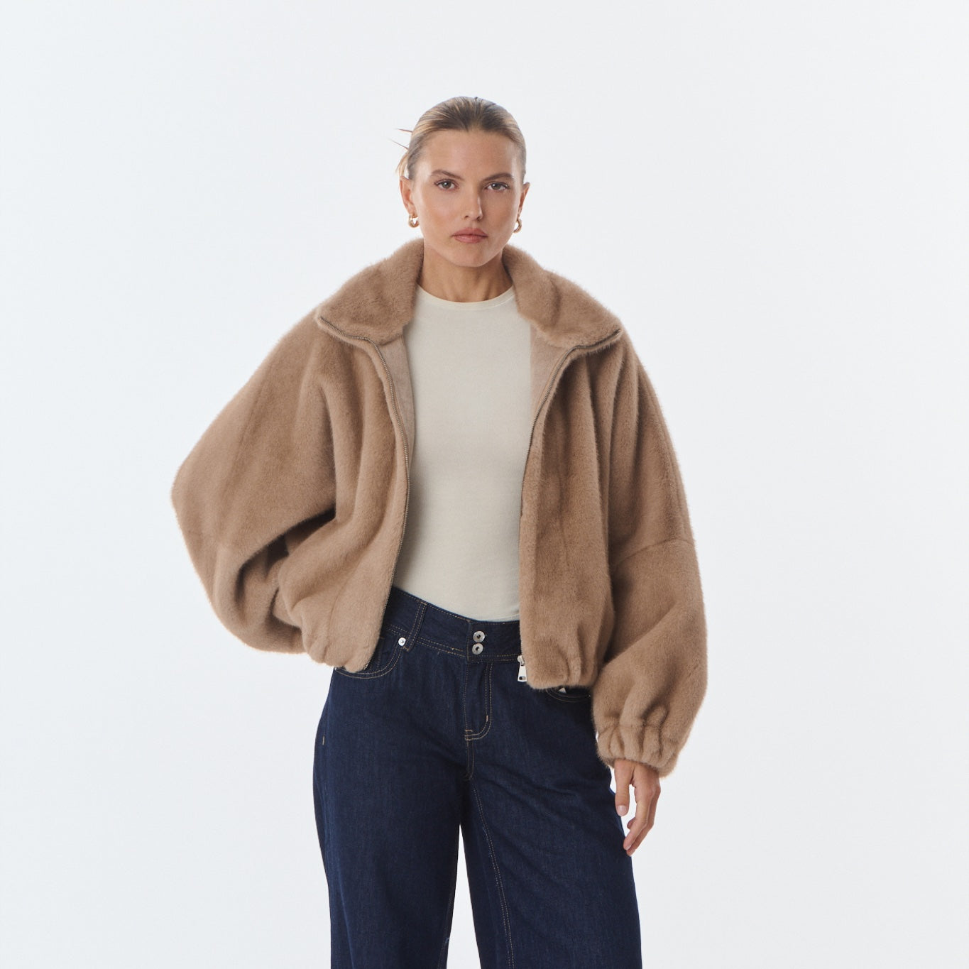 JOSIE Blouson en fausse fourrure — Taupe — Giovanni Paris