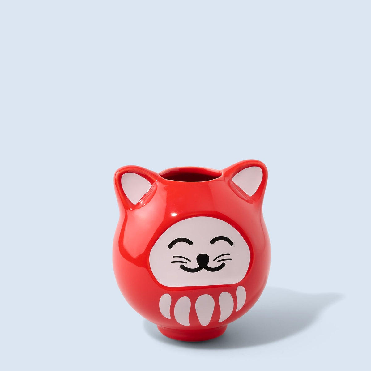 Fluid Market Vase Daruma chat porte-bonheur en céramique — Fluid Market — Rouge — packshot | Appart 17 Bruxelles