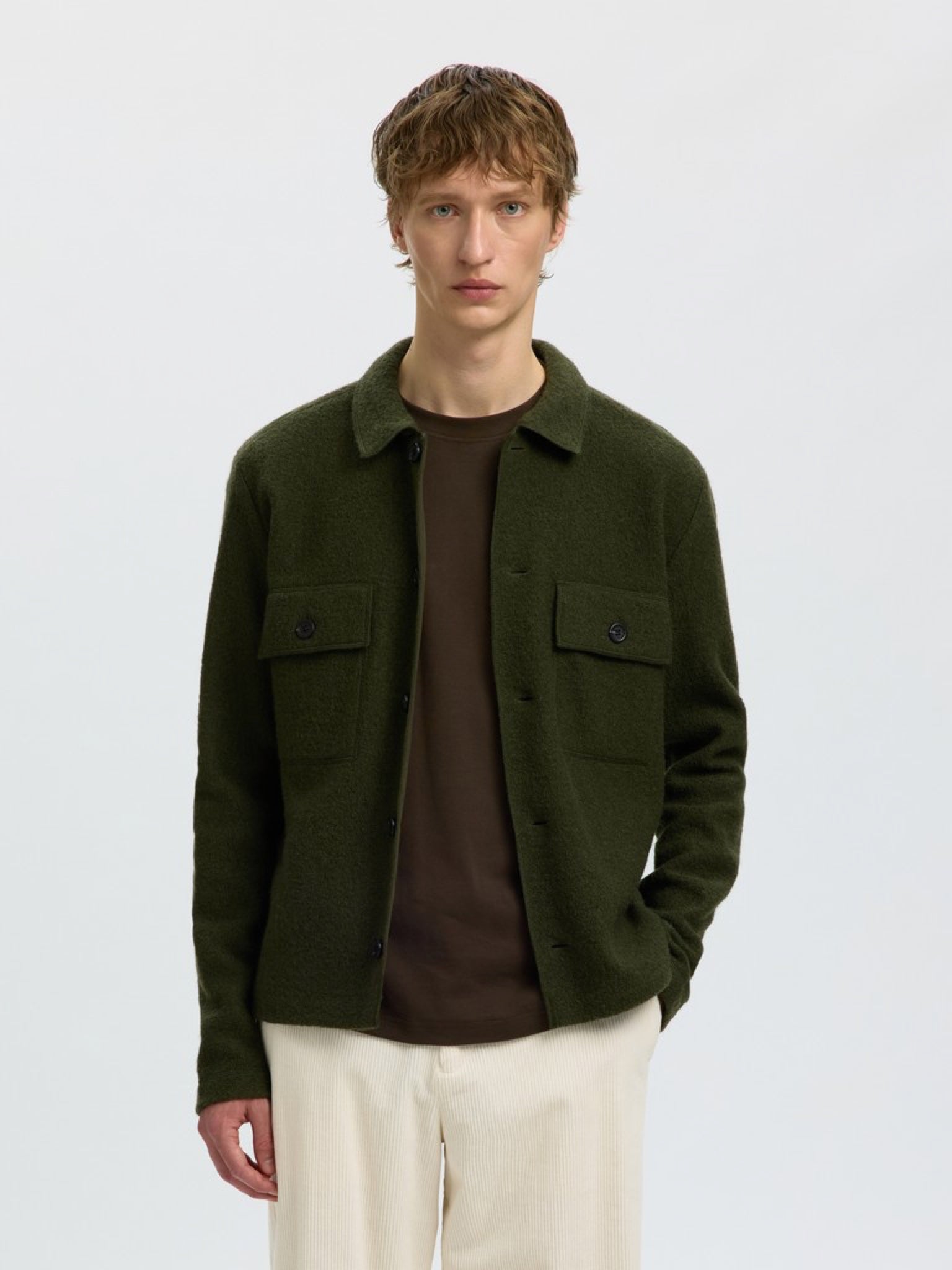 SLMNEALY Cardigan workwear en laine — Forest Night — vue 2