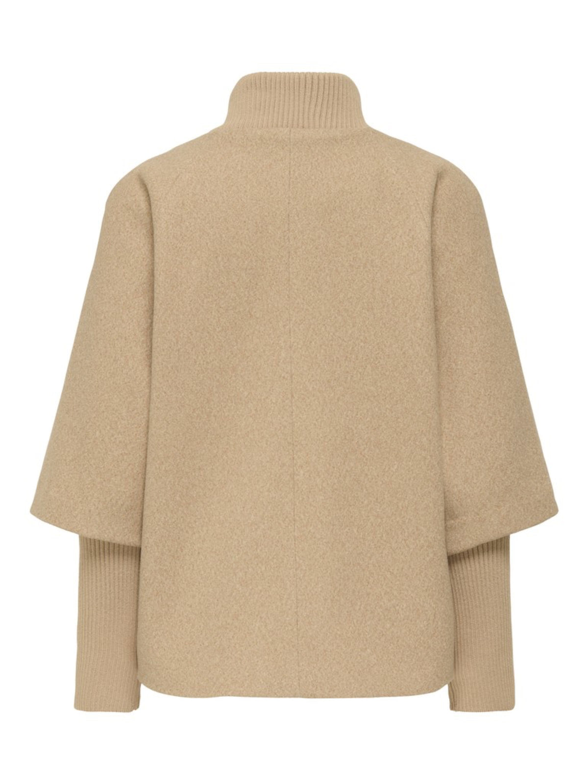 JDYMEMORY Veste courte zippée à col montant en lainage côtelé — JDY — Camel Melange — packshot 7 | Appart 17 Bruxelles