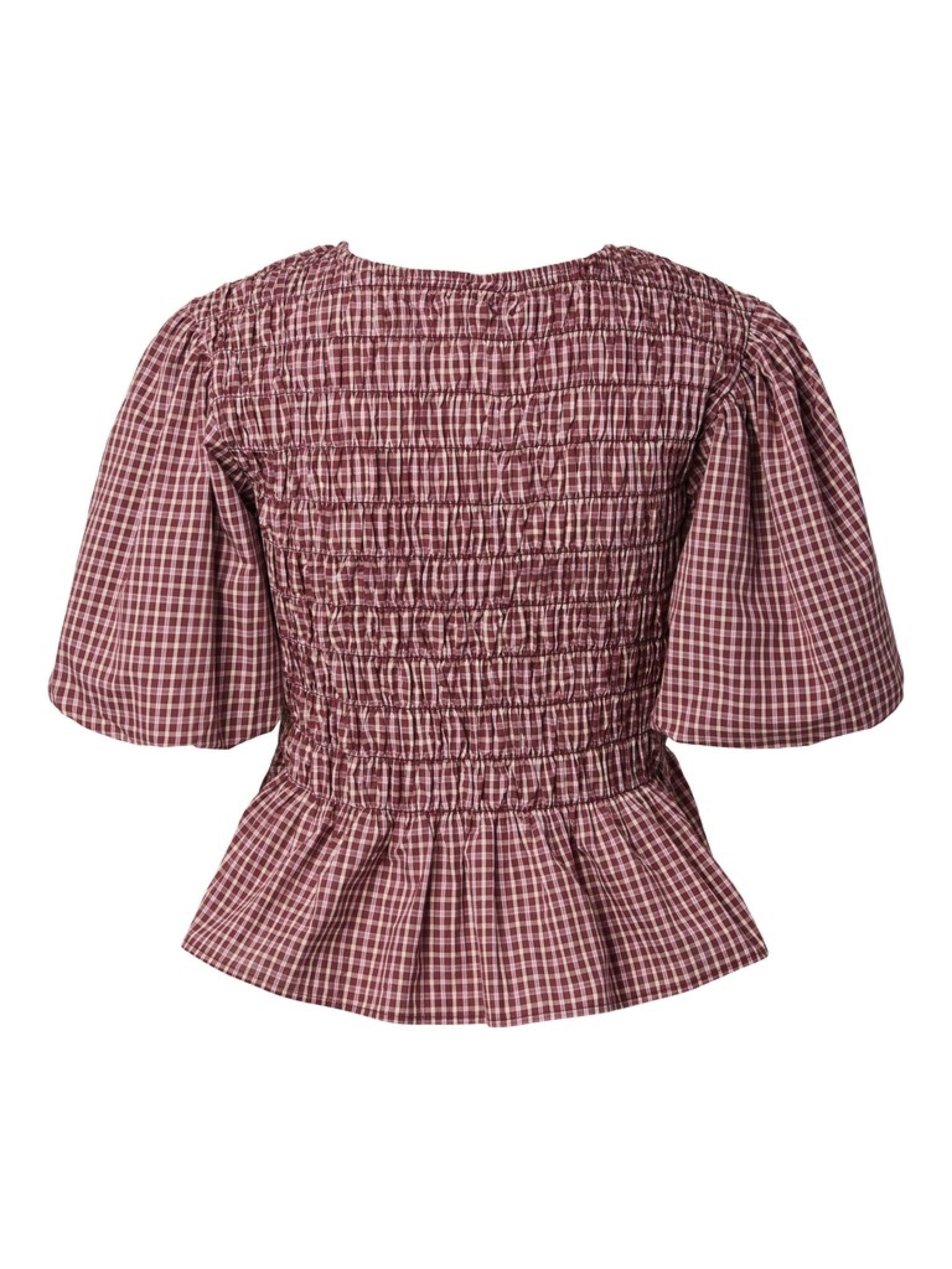 YASVINA Top smocké à carreaux — Huckleberry Checks — YAS
