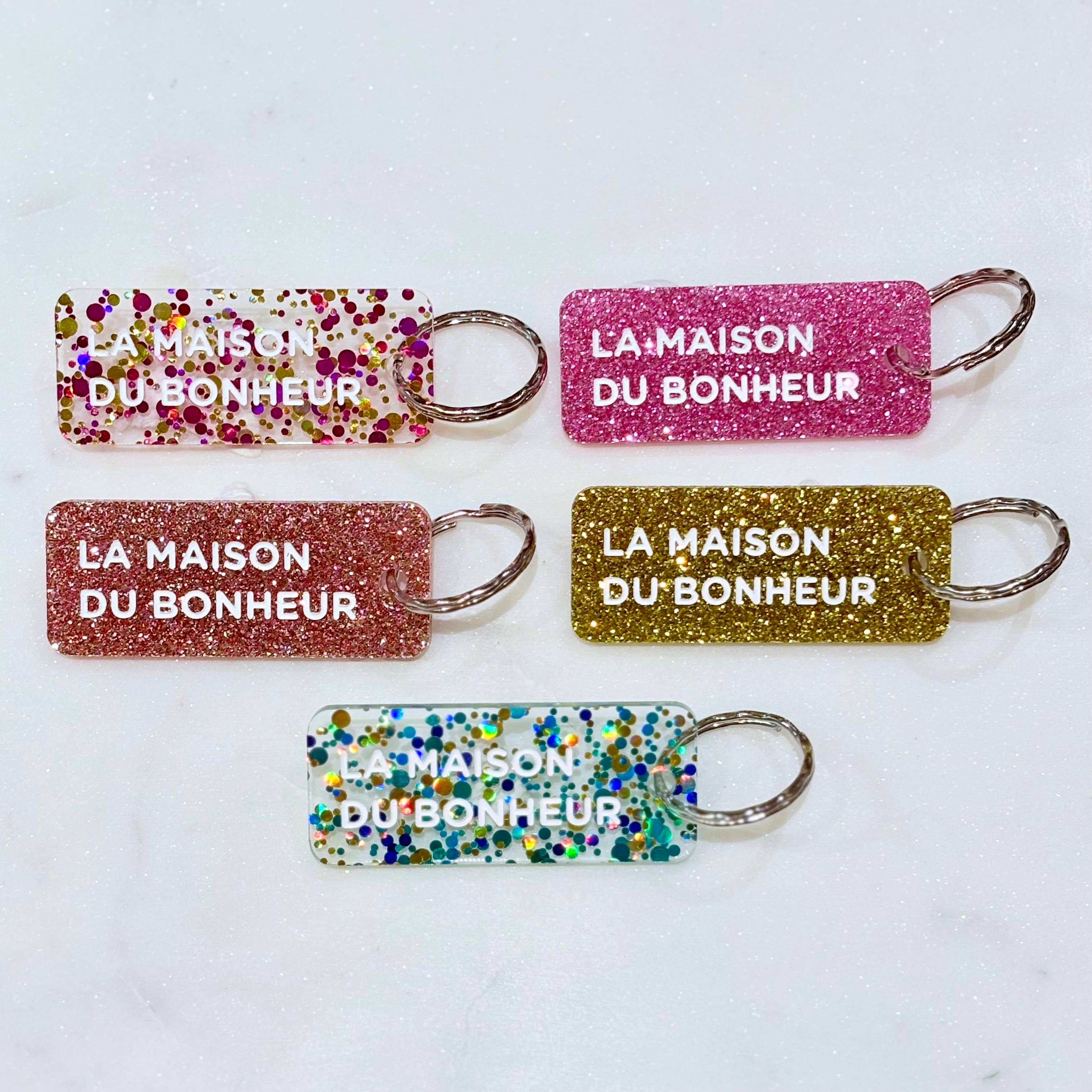 LA MAISON DU BONHEUR Porte-clés à paillettes Plus de Love: Or