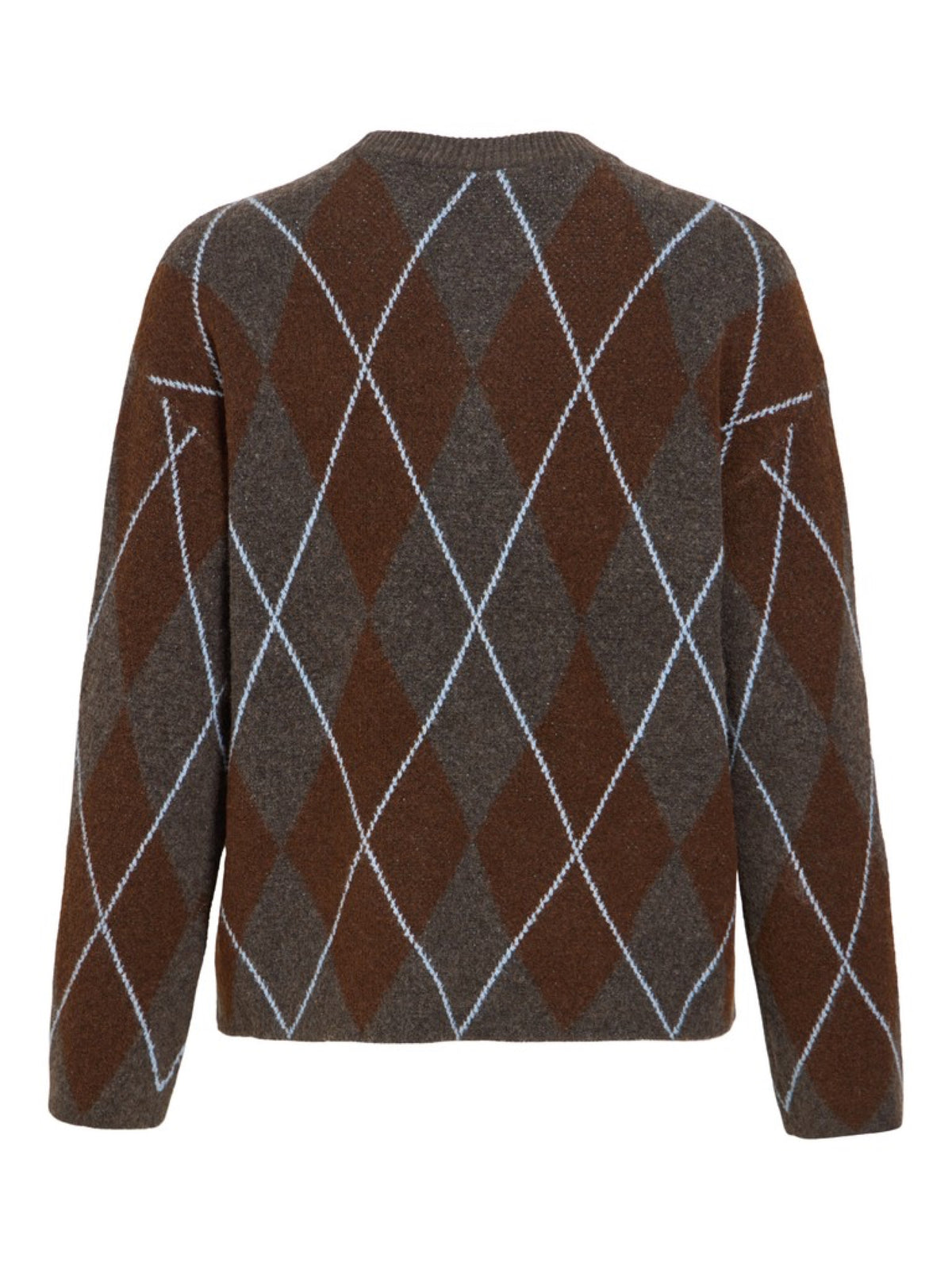VIARGYLE Pull col rond en jacquard argyle — VILA — Dark Grey Melange — packshot 7 | Appart 17 Bruxelles