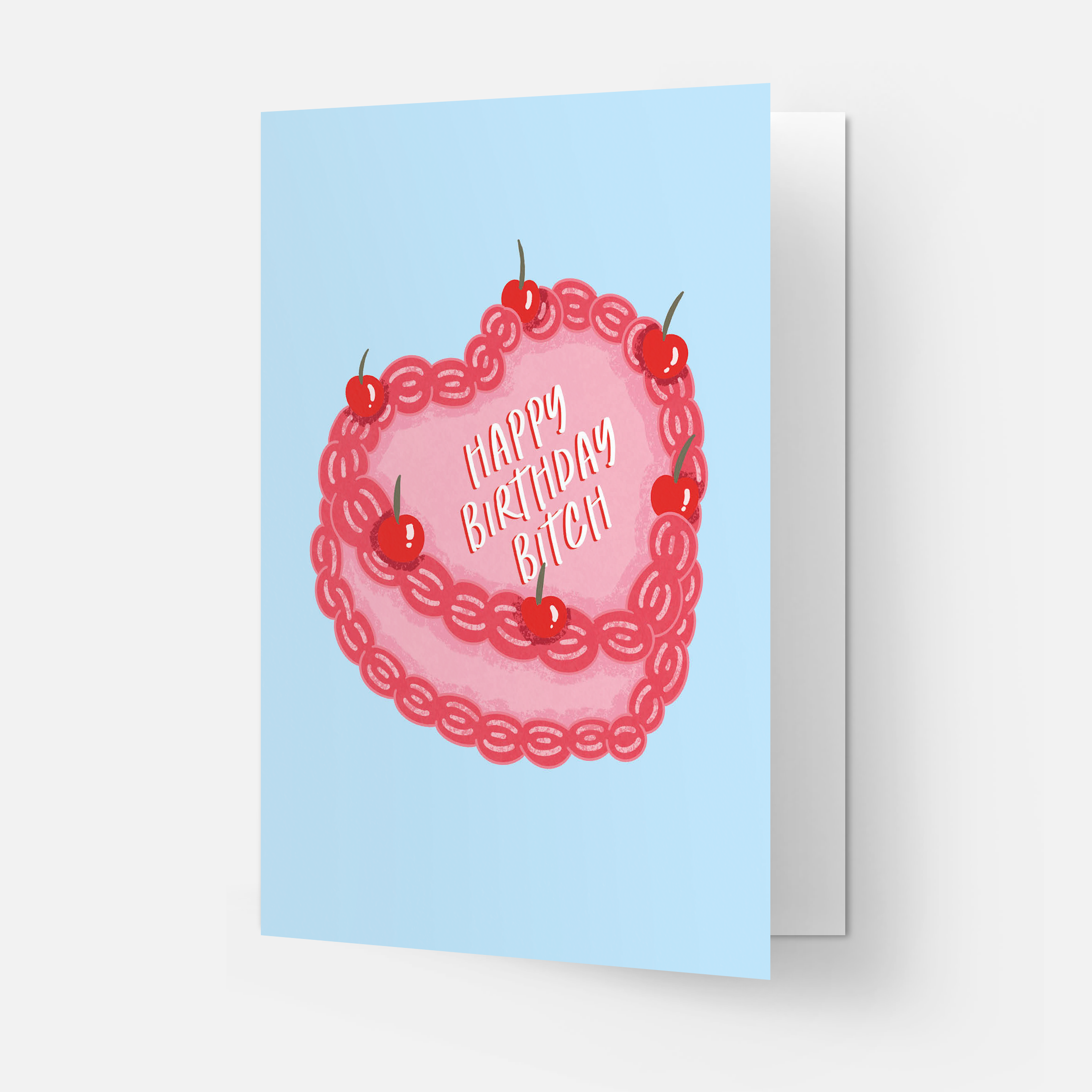 Carte d'anniversaire « Happy Birthday Bitch » — gâteau cœur — vue 2 | Appart 17