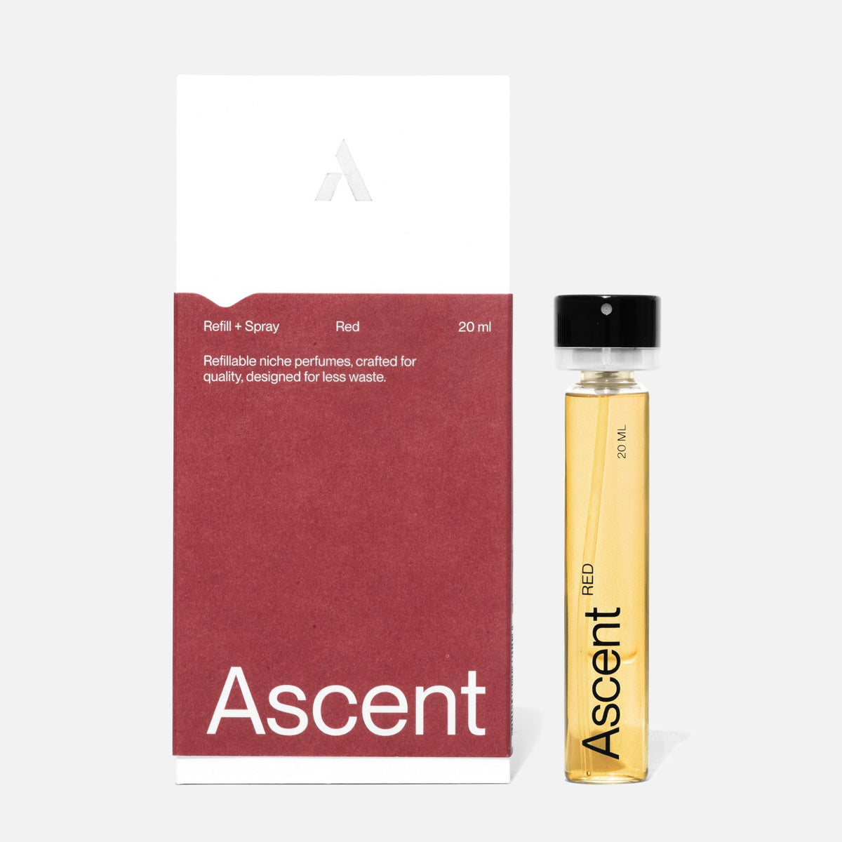 Ascent Refill Extrait de parfum rechargeable 20 ml — Ascent — Red — packshot, coffret et recharge 2 | Appart 17 Bruxelles