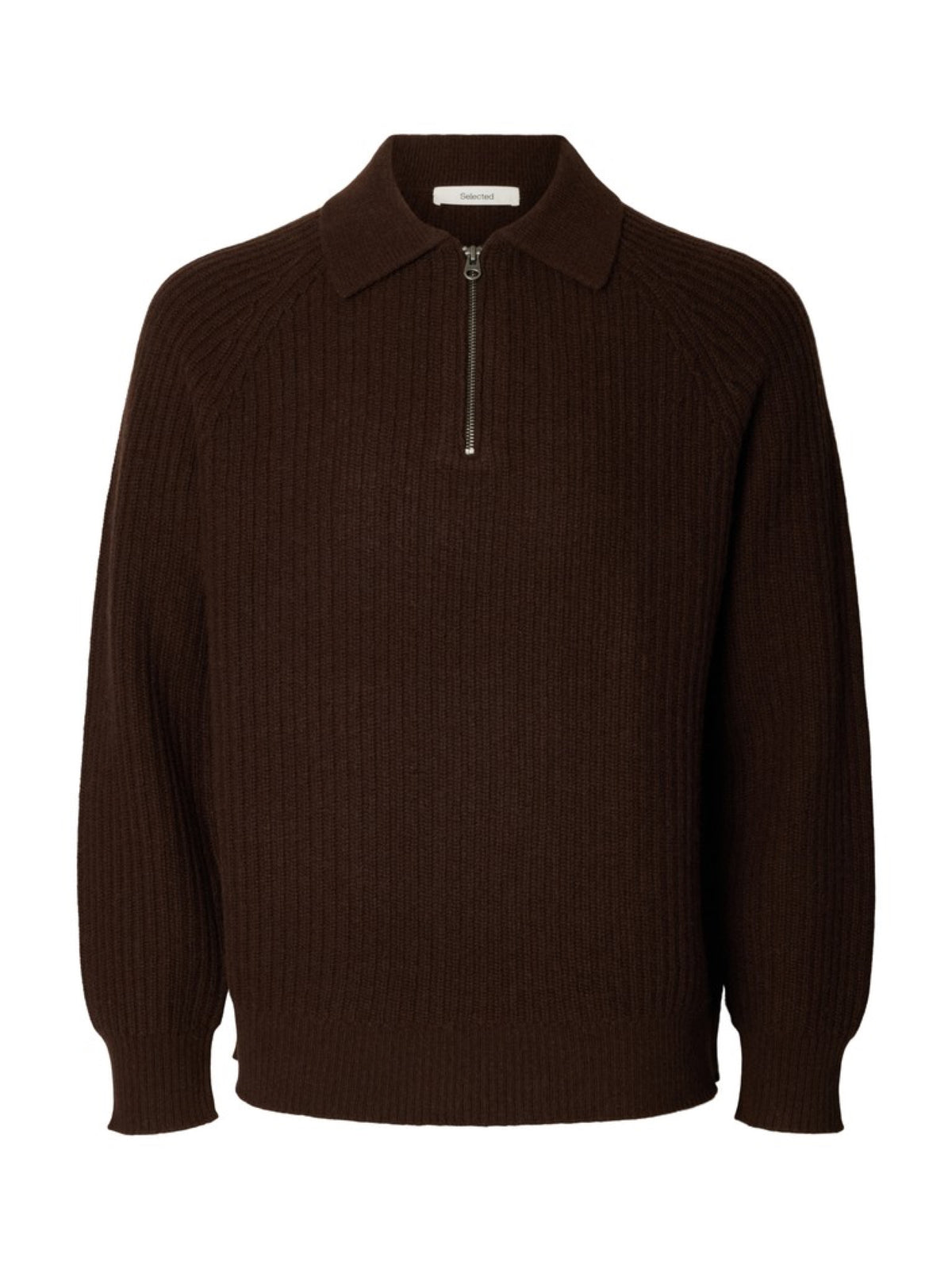 SLMBEN Pull col polo zippé en laine RWS — Selected Homme — Delicioso — packshot 6 | Appart 17 Bruxelles