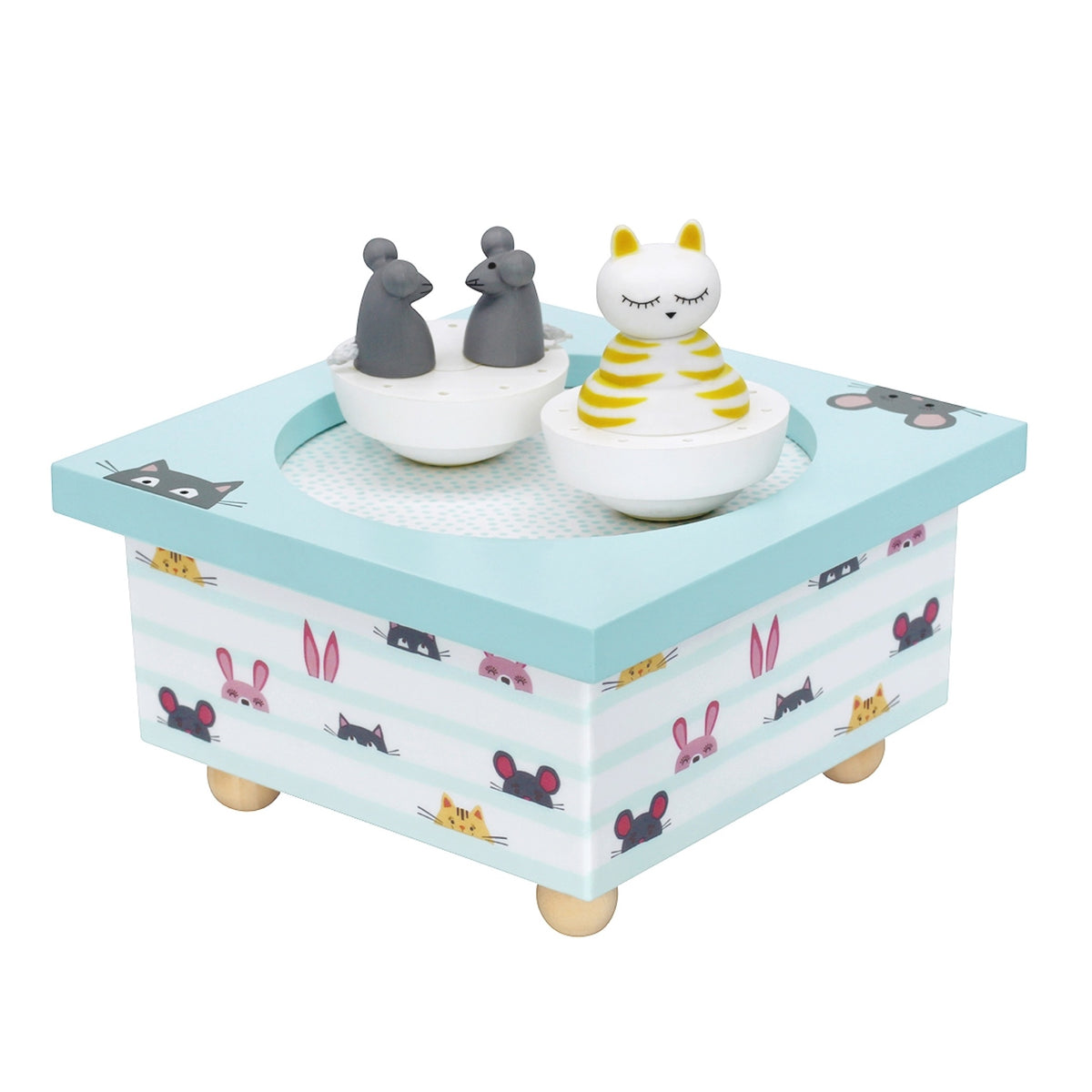 Boîte à musique Dancing Chat & Souris en bois — Trousselier — Chat & Souris — packshot | Appart 17 Bruxelles