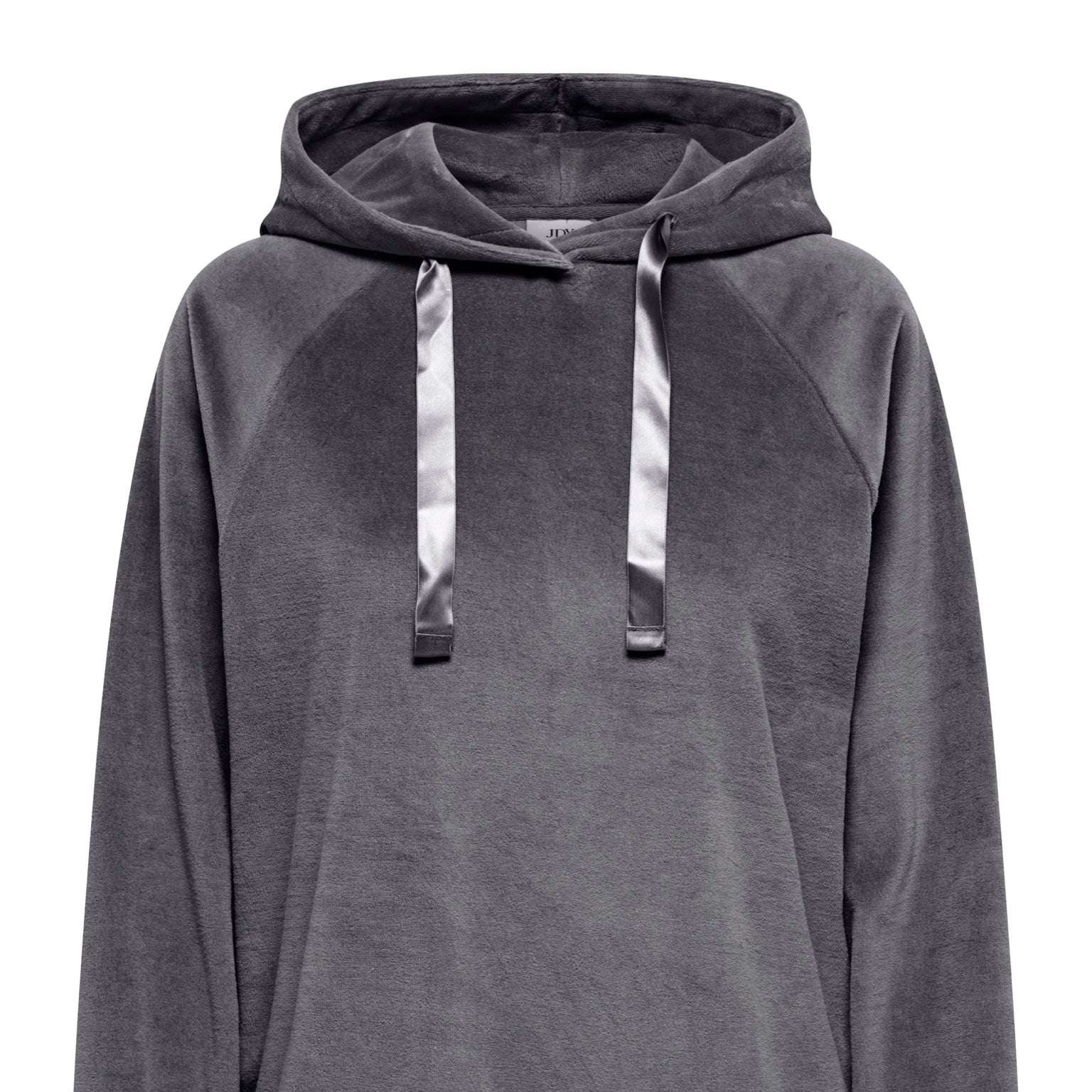 JDYVIDA Sweat à capuche en velours — Gris foncé chiné
