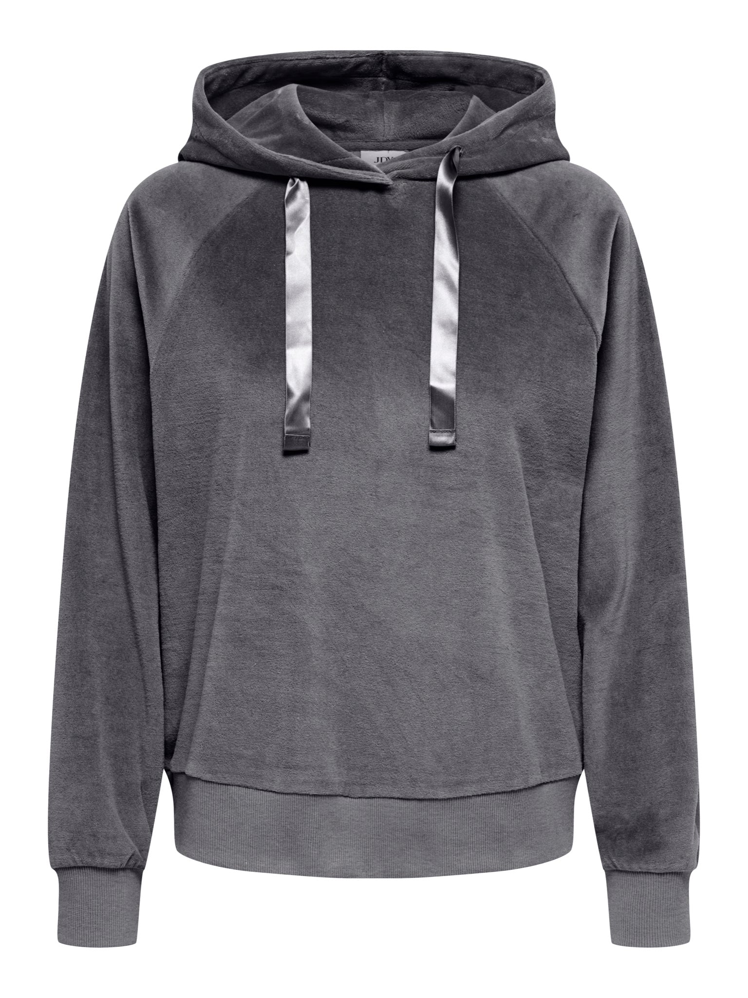 JDYVIDA Sweat à capuche en velours — Gris foncé chiné