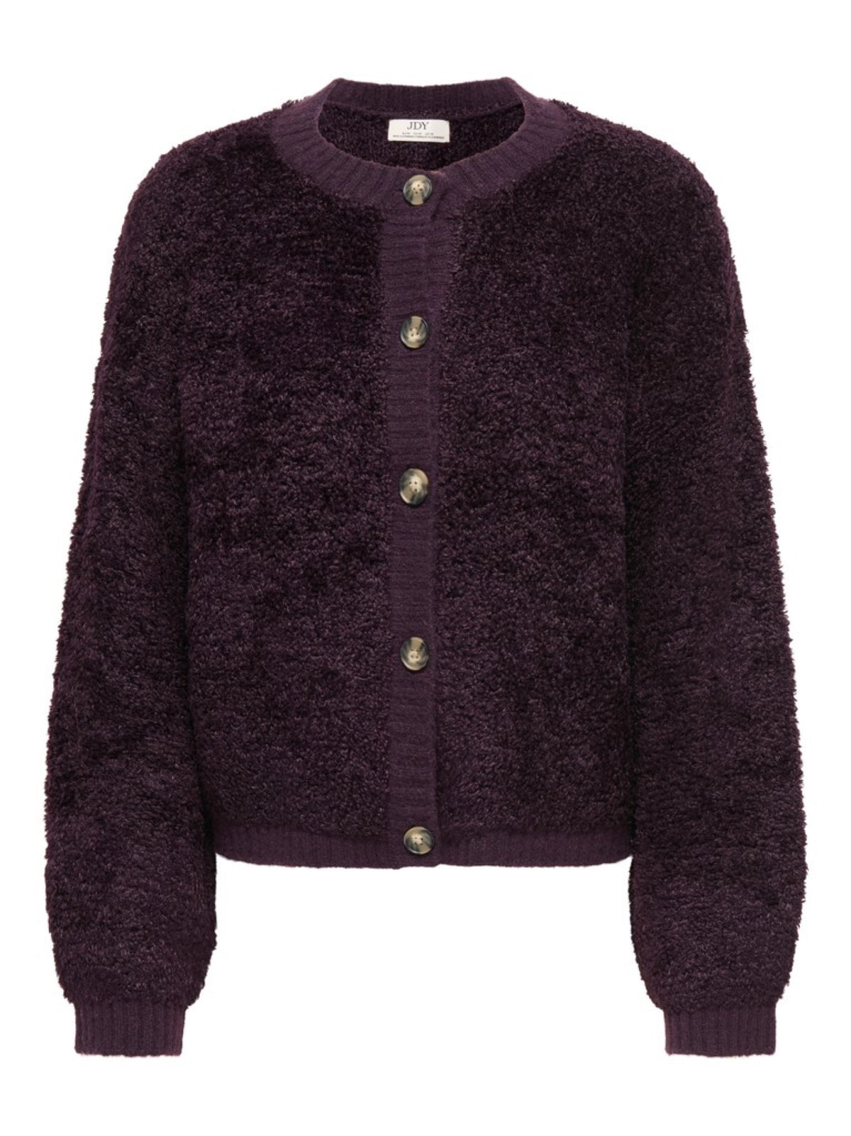 JDYEIRA Cardigan court en maille bouclette boutonné — JDY — Plum Perfect — packshot | Appart 17 Bruxelles